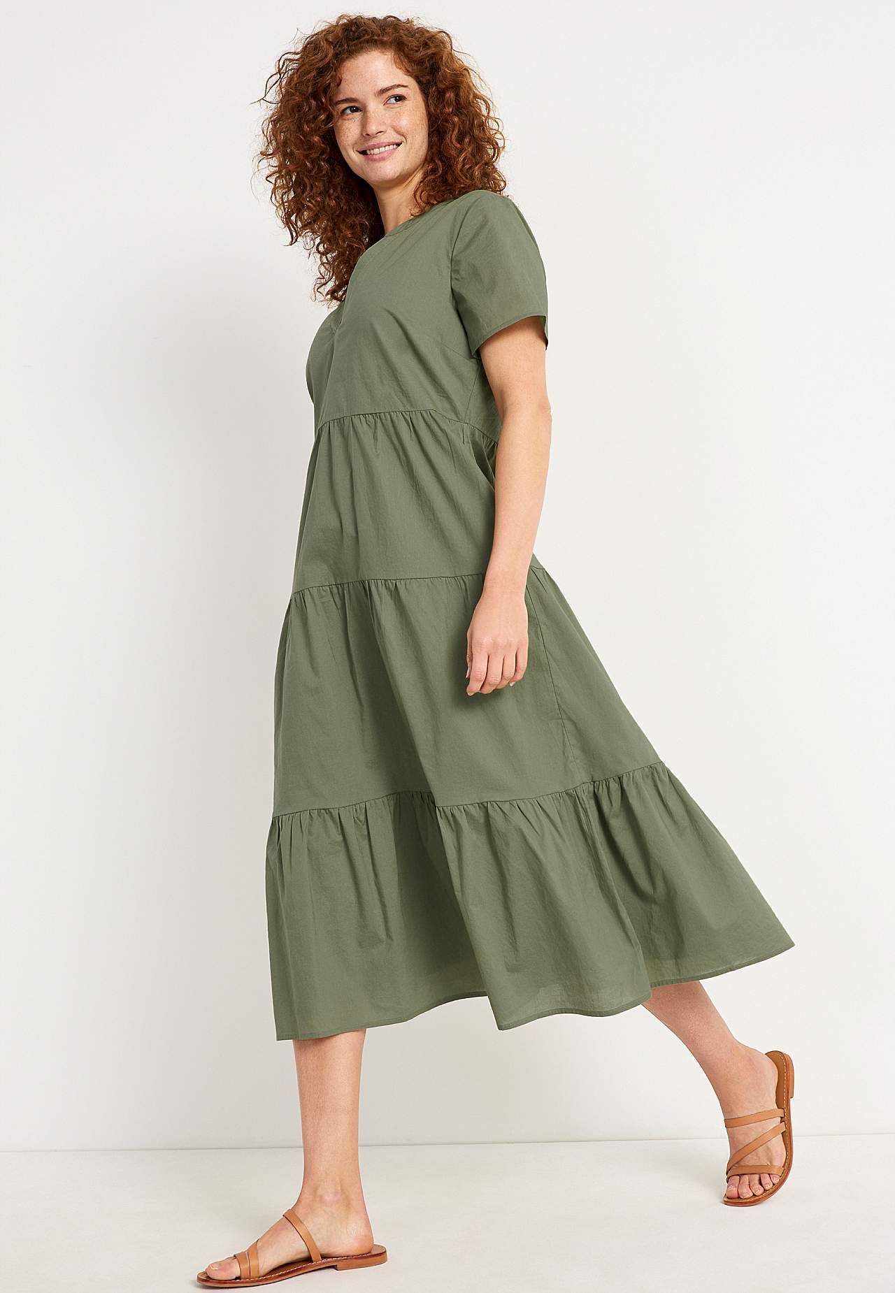 Cotton dress with flounce