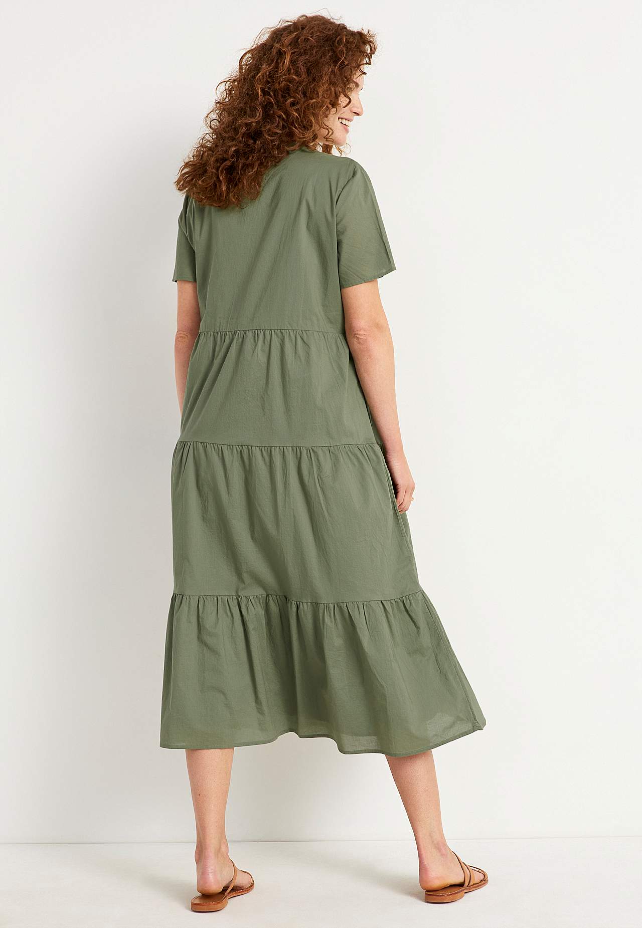 Cotton dress with flounce