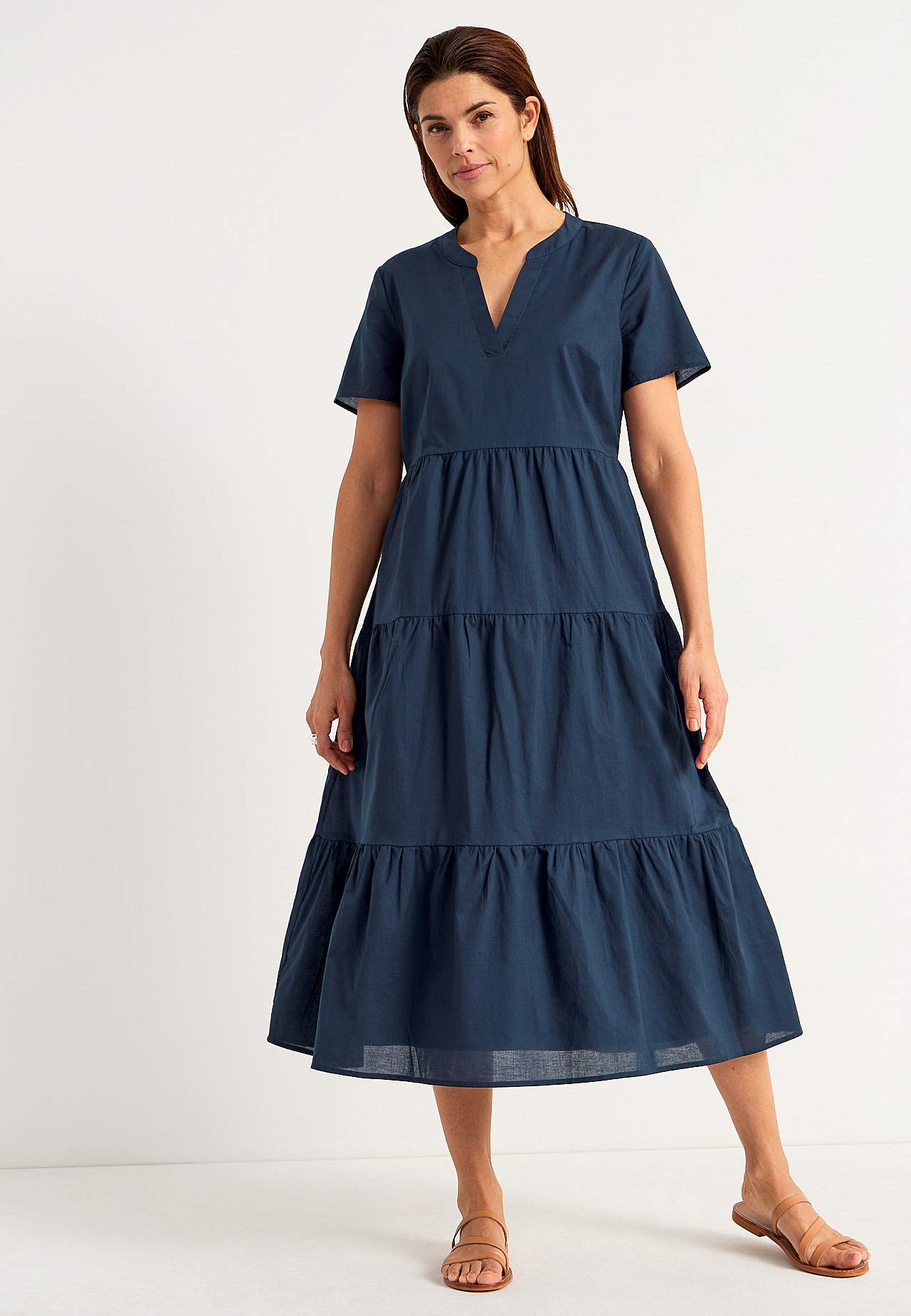 Cotton dress with flounce