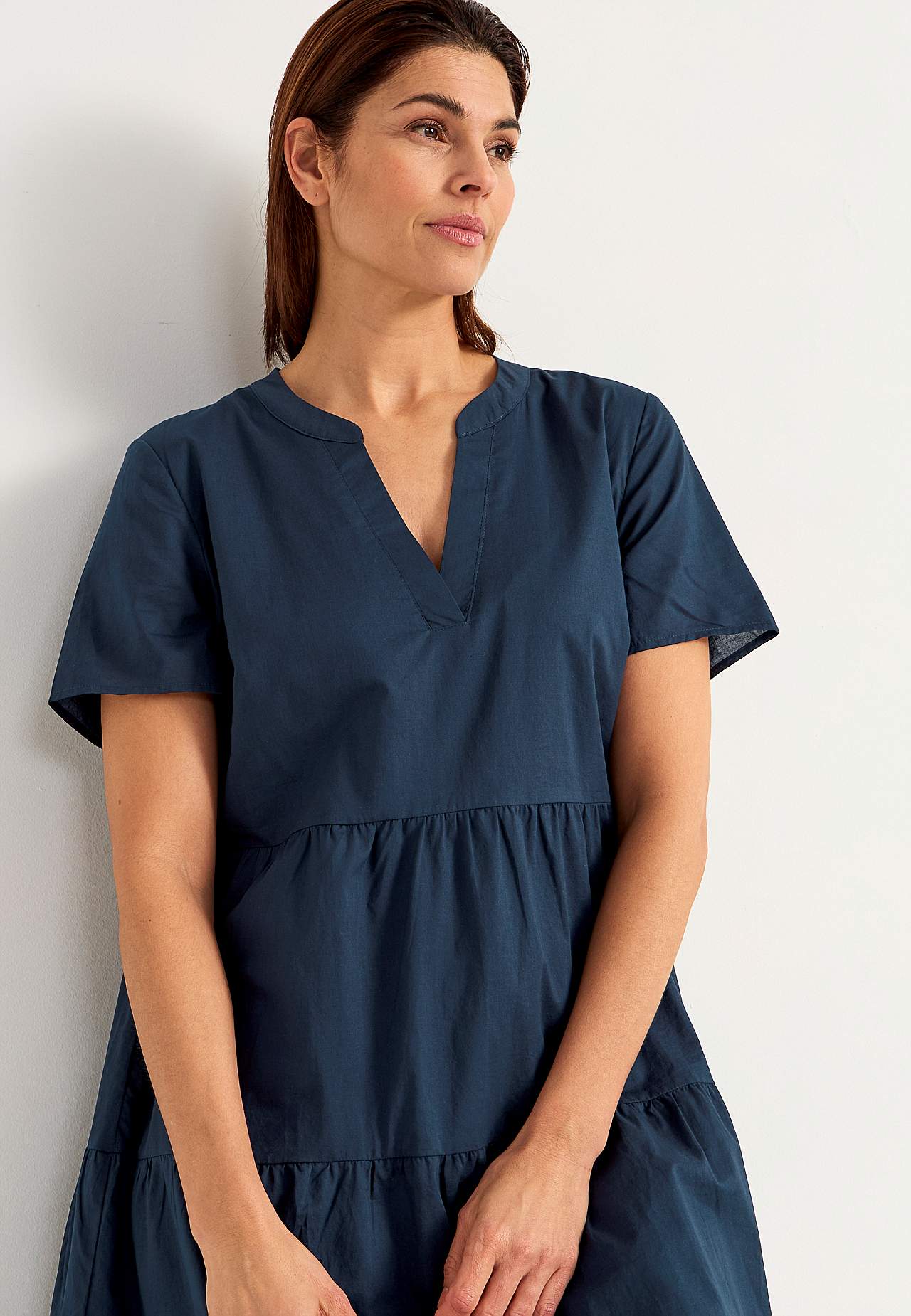 Cotton dress with flounce