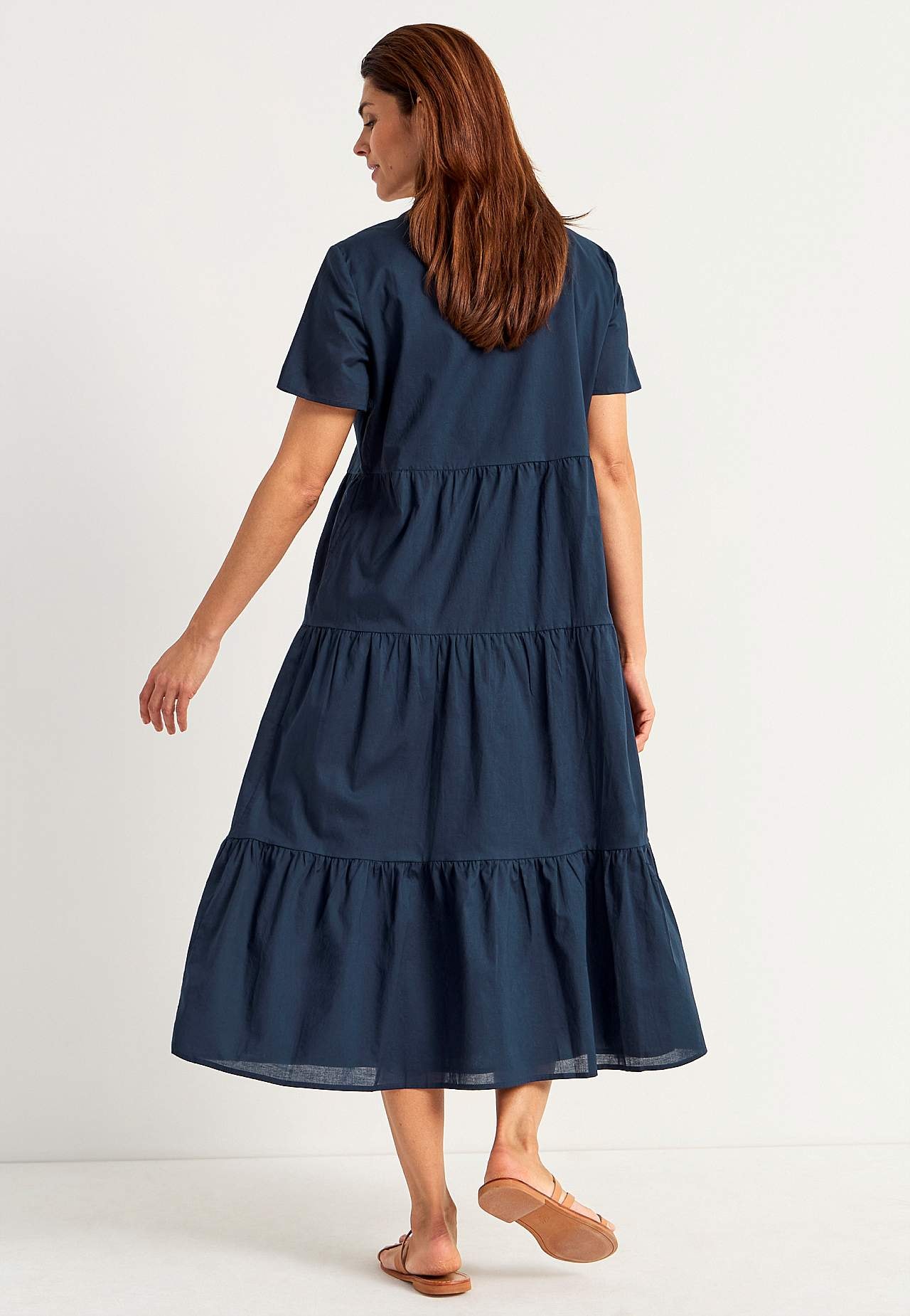 Cotton dress with flounce