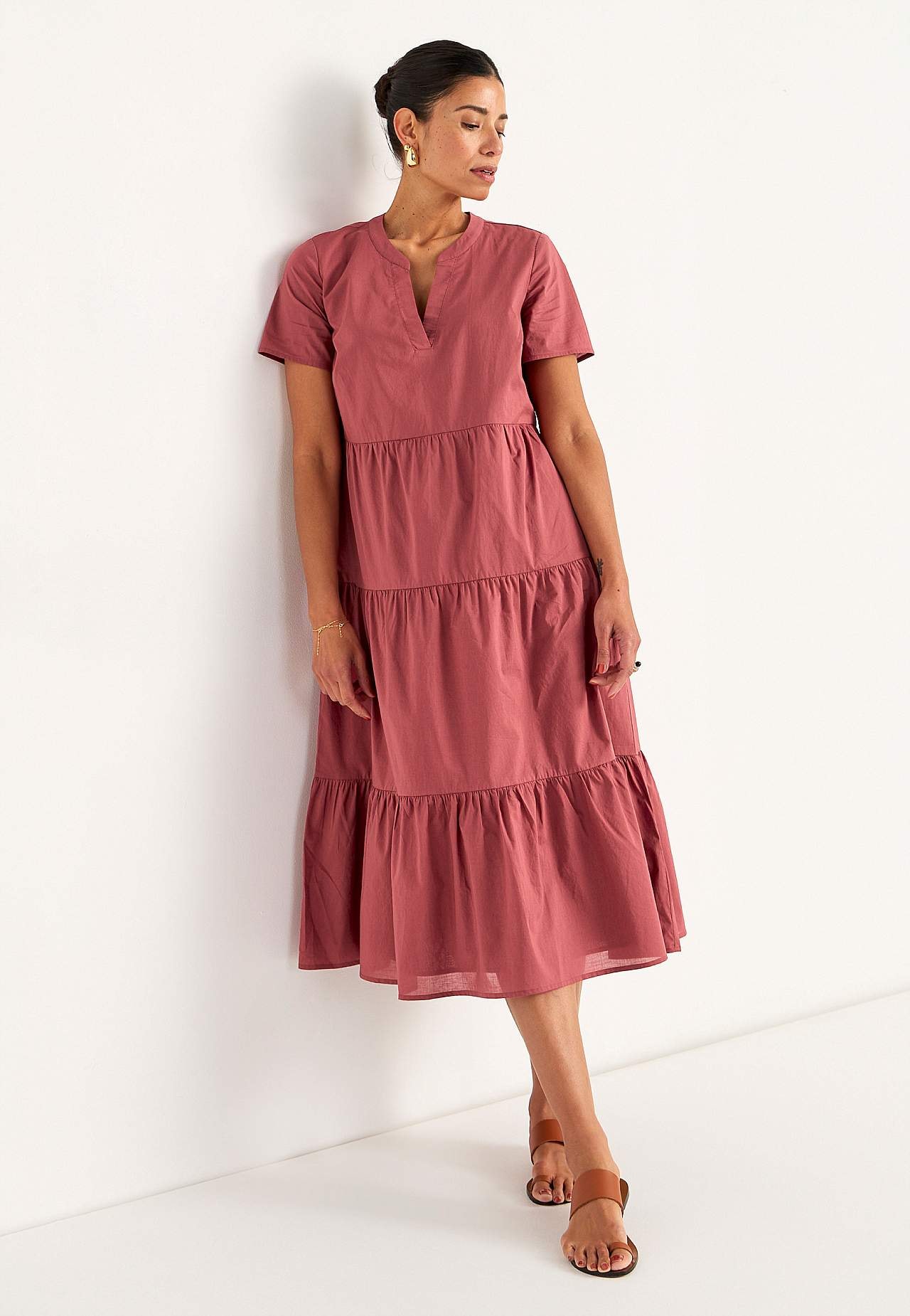 Cotton dress with flounce