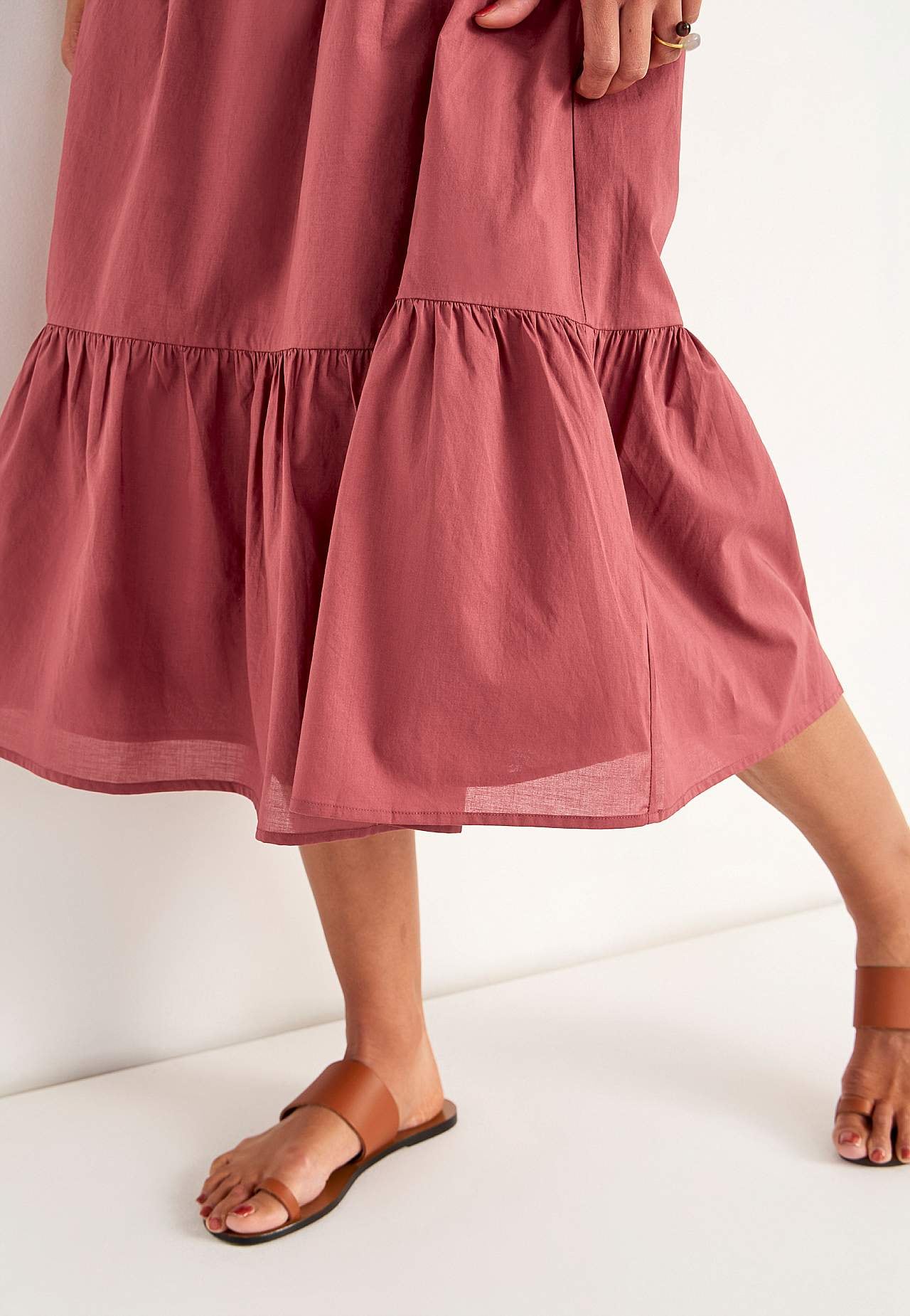 Cotton dress with flounce