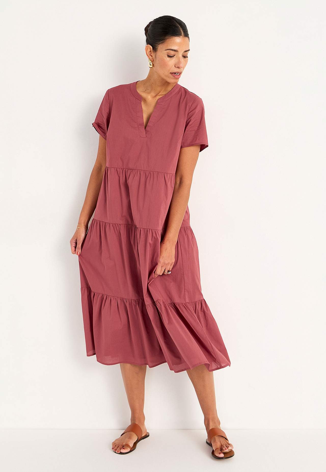 Cotton dress with flounce