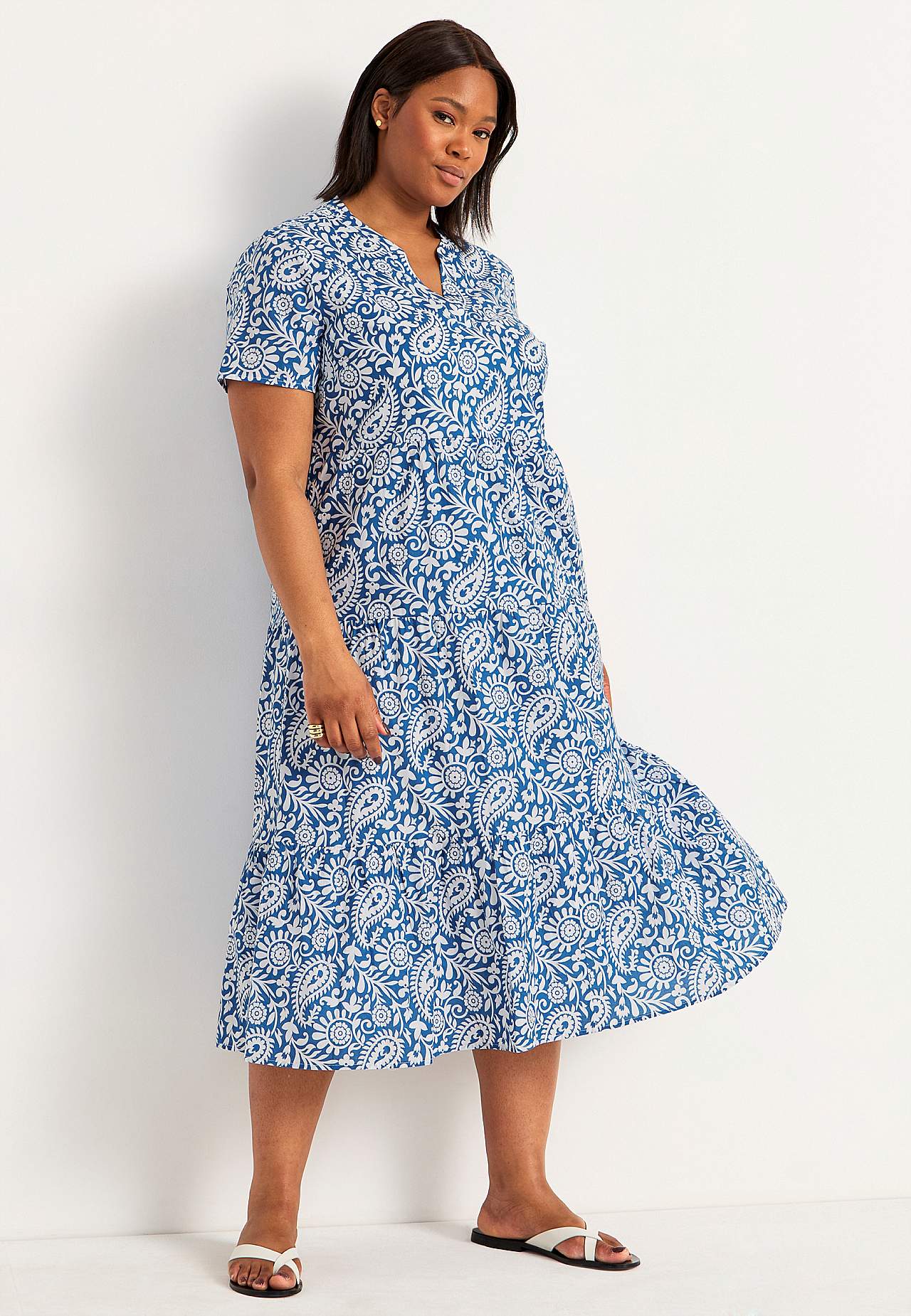 Cotton dress with flounce