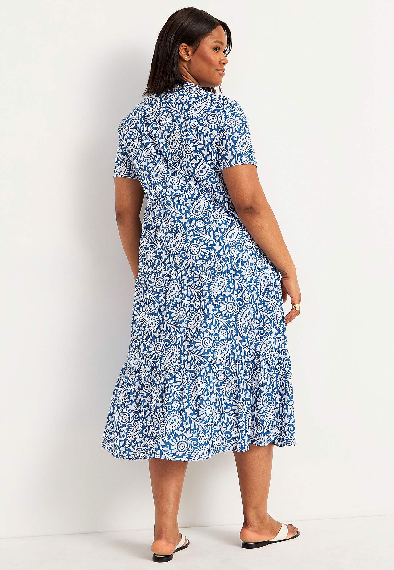 Cotton dress with flounce