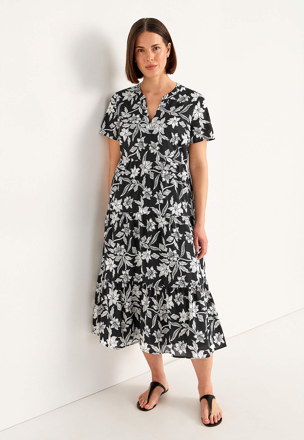 Cotton dress with flounce