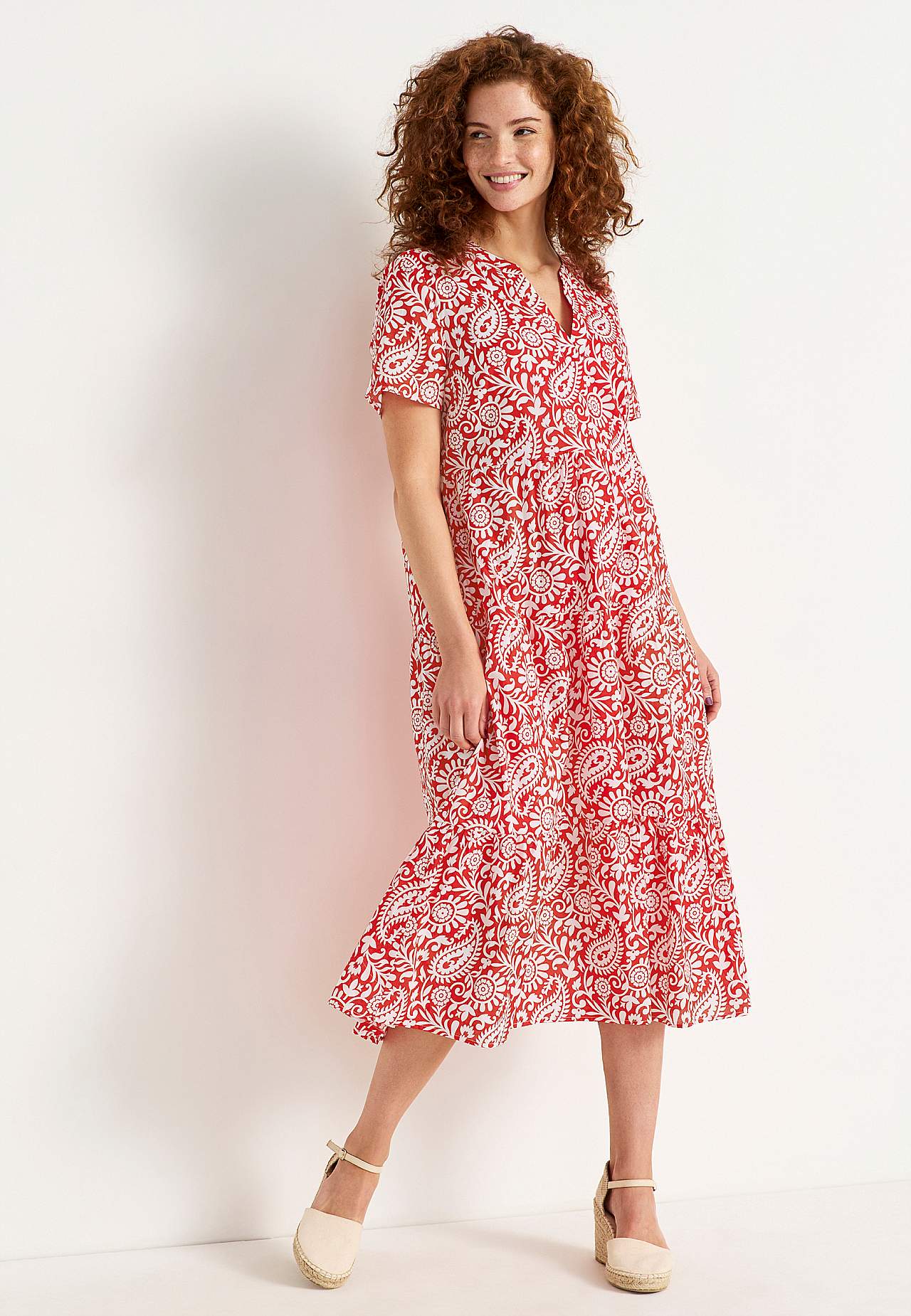 Cotton dress with flounce