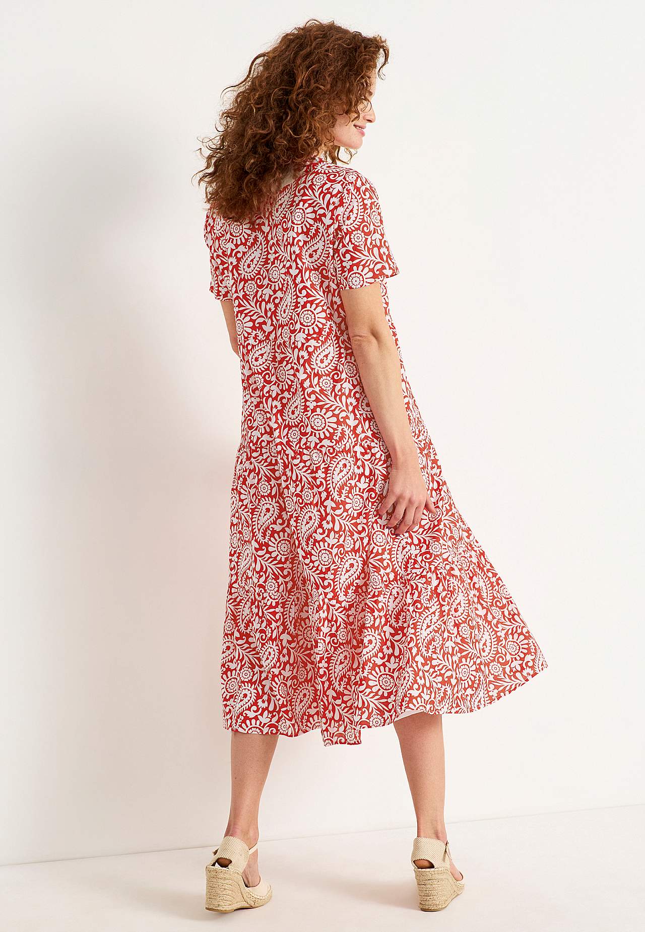 Cotton dress with flounce