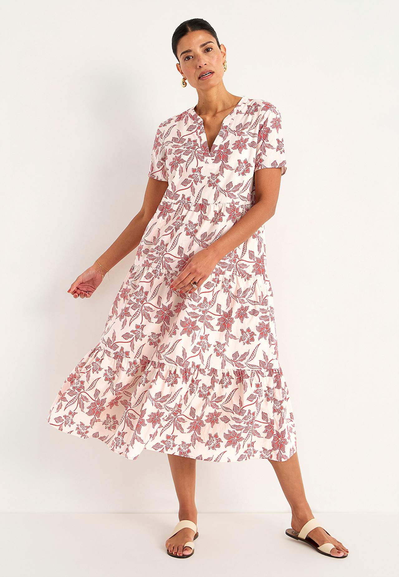 Cotton dress with flounce