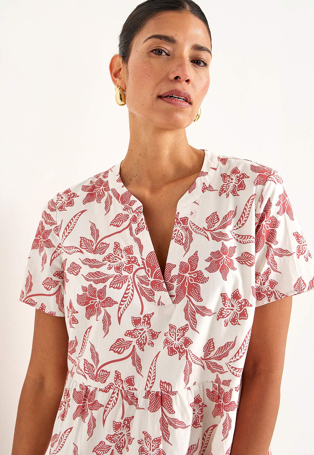 Cotton dress with flounce
