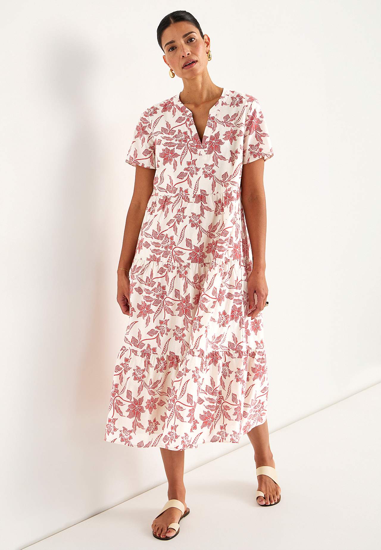 Cotton dress with flounce