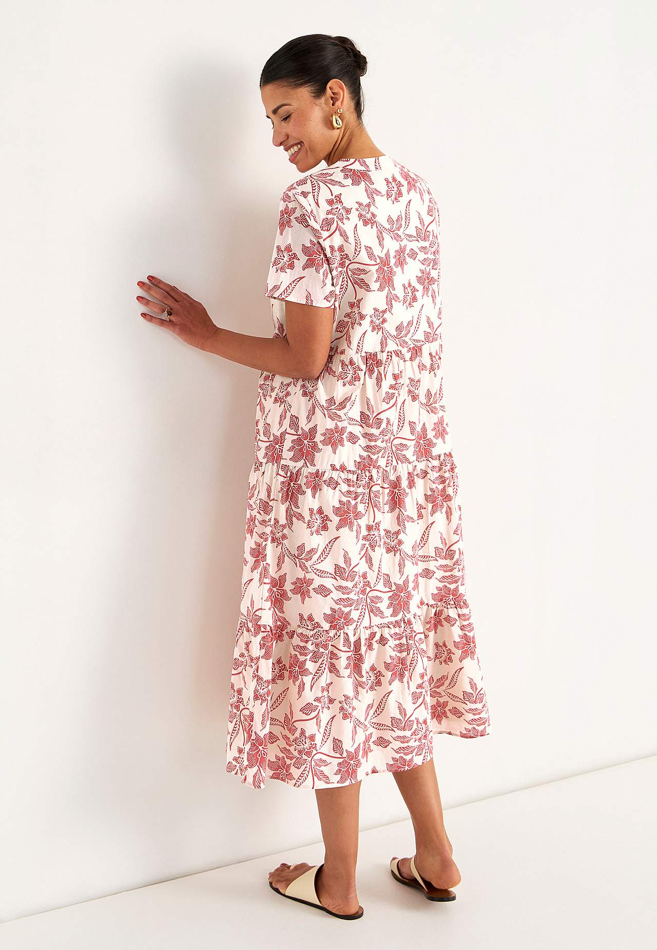 Cotton dress with flounce