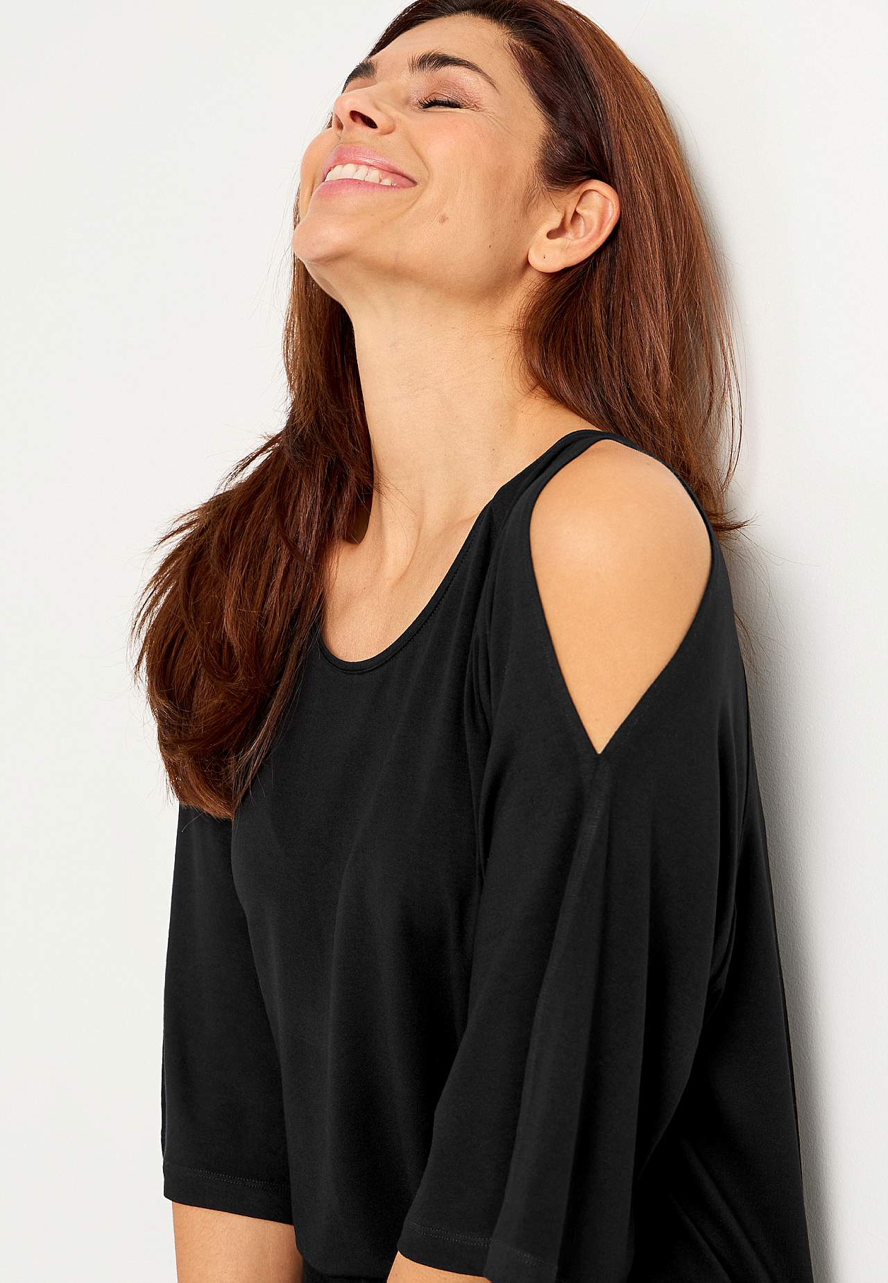 Jersey tuniq with bare shoulders