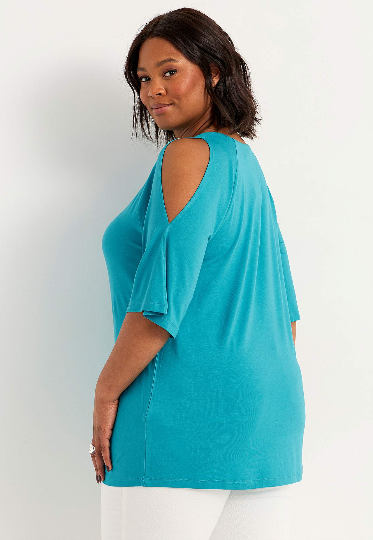 Jersey tuniq with bare shoulders