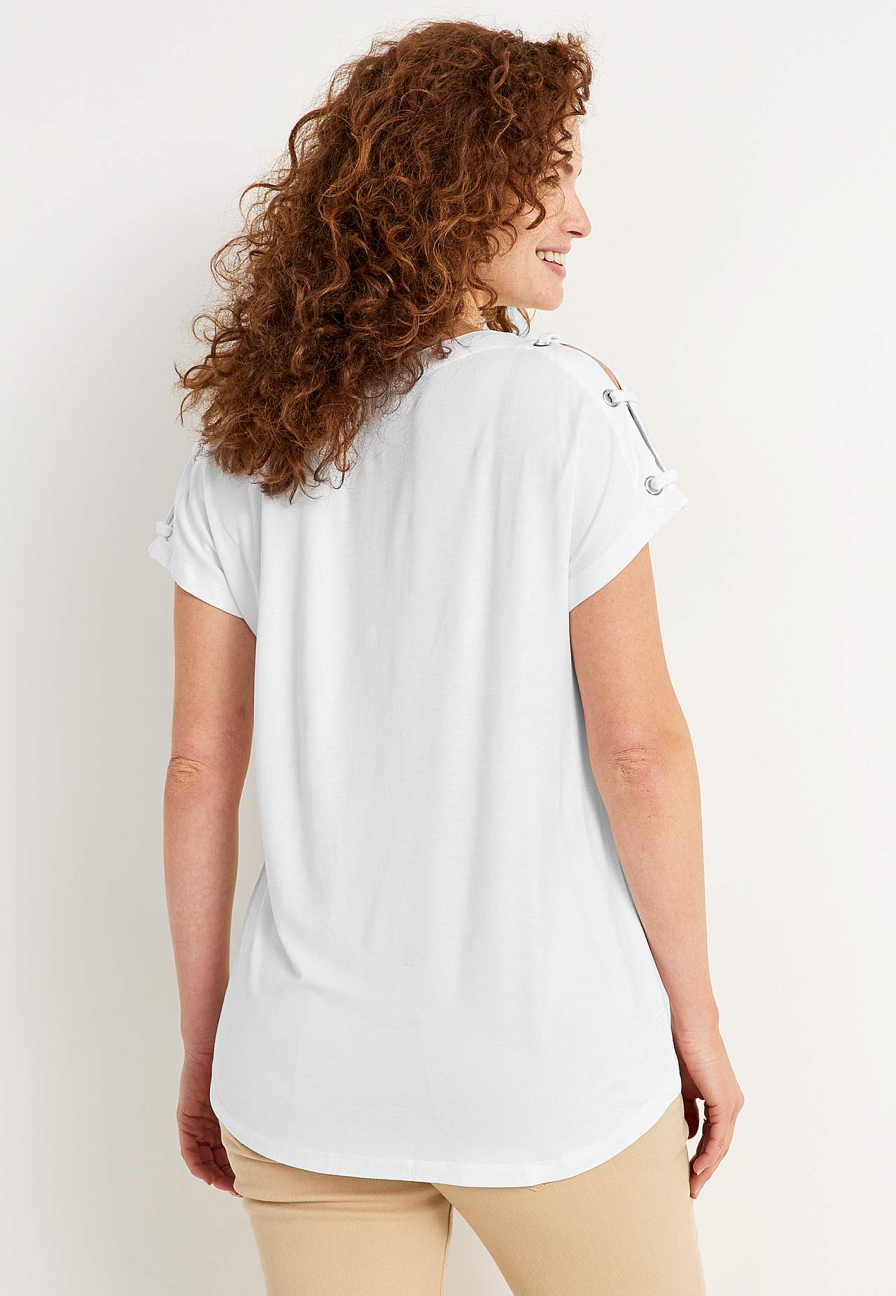 Jersey top with decor on the shoulder