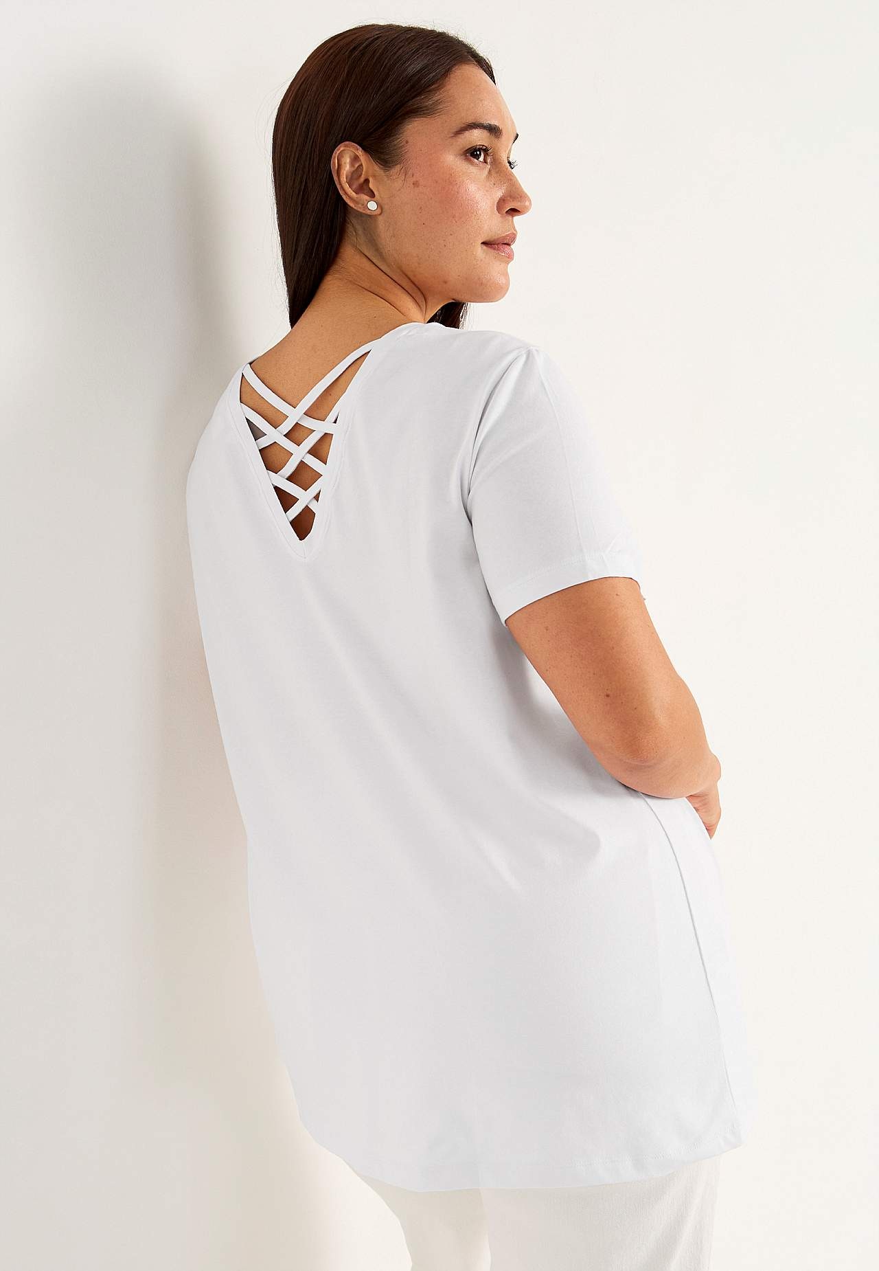 Jersey top with braided back detail