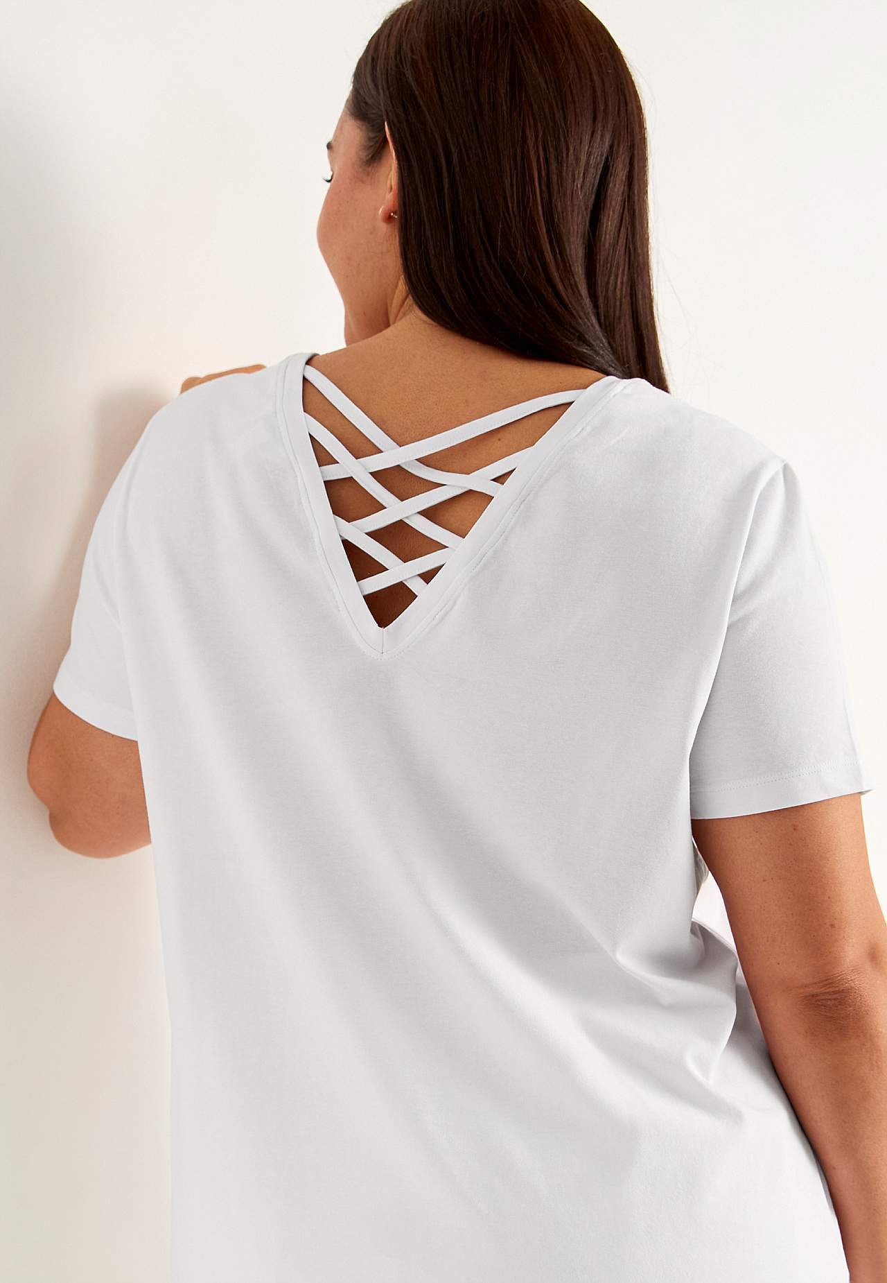 Jersey top with braided back detail