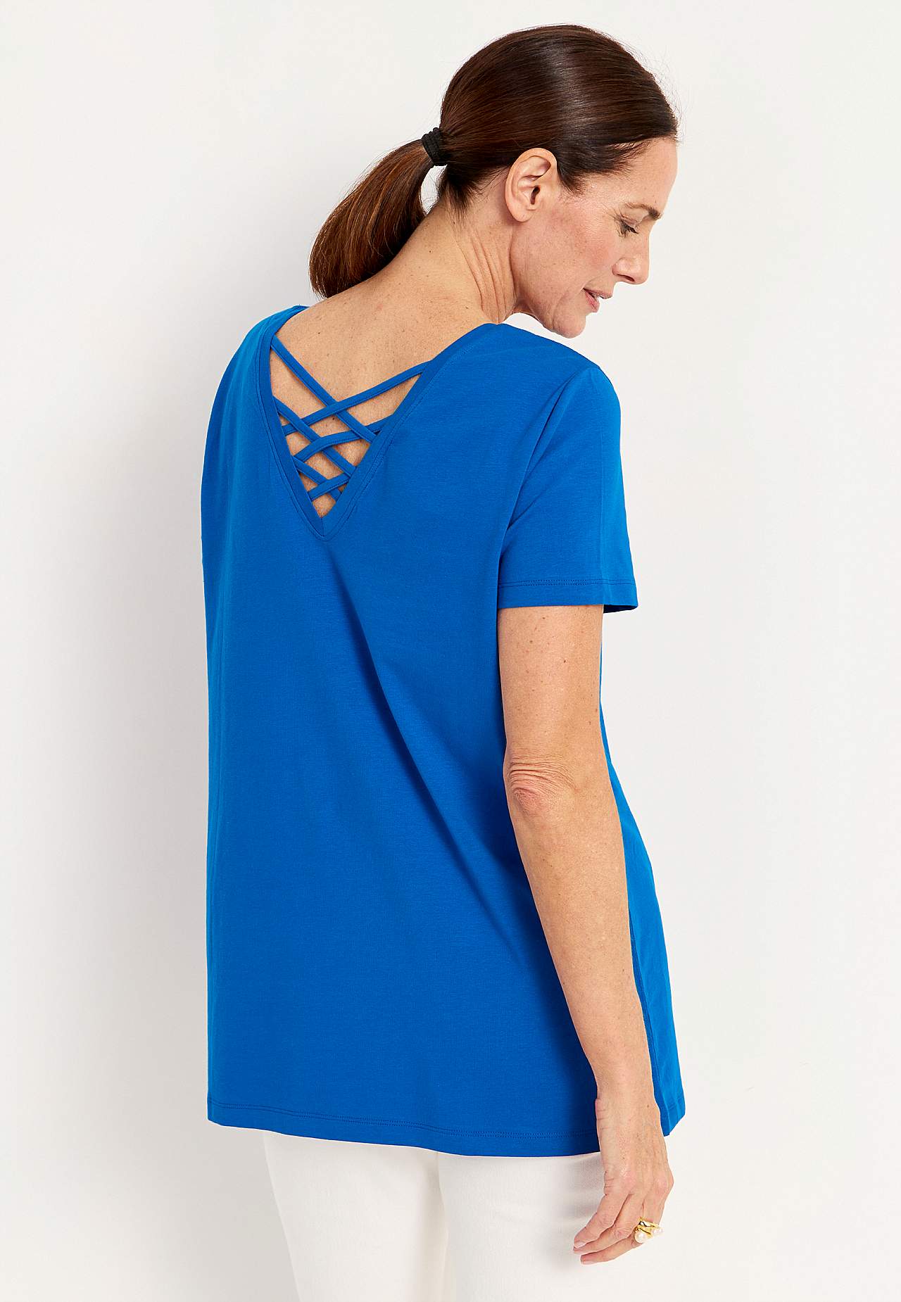 Jersey top with braided back detail