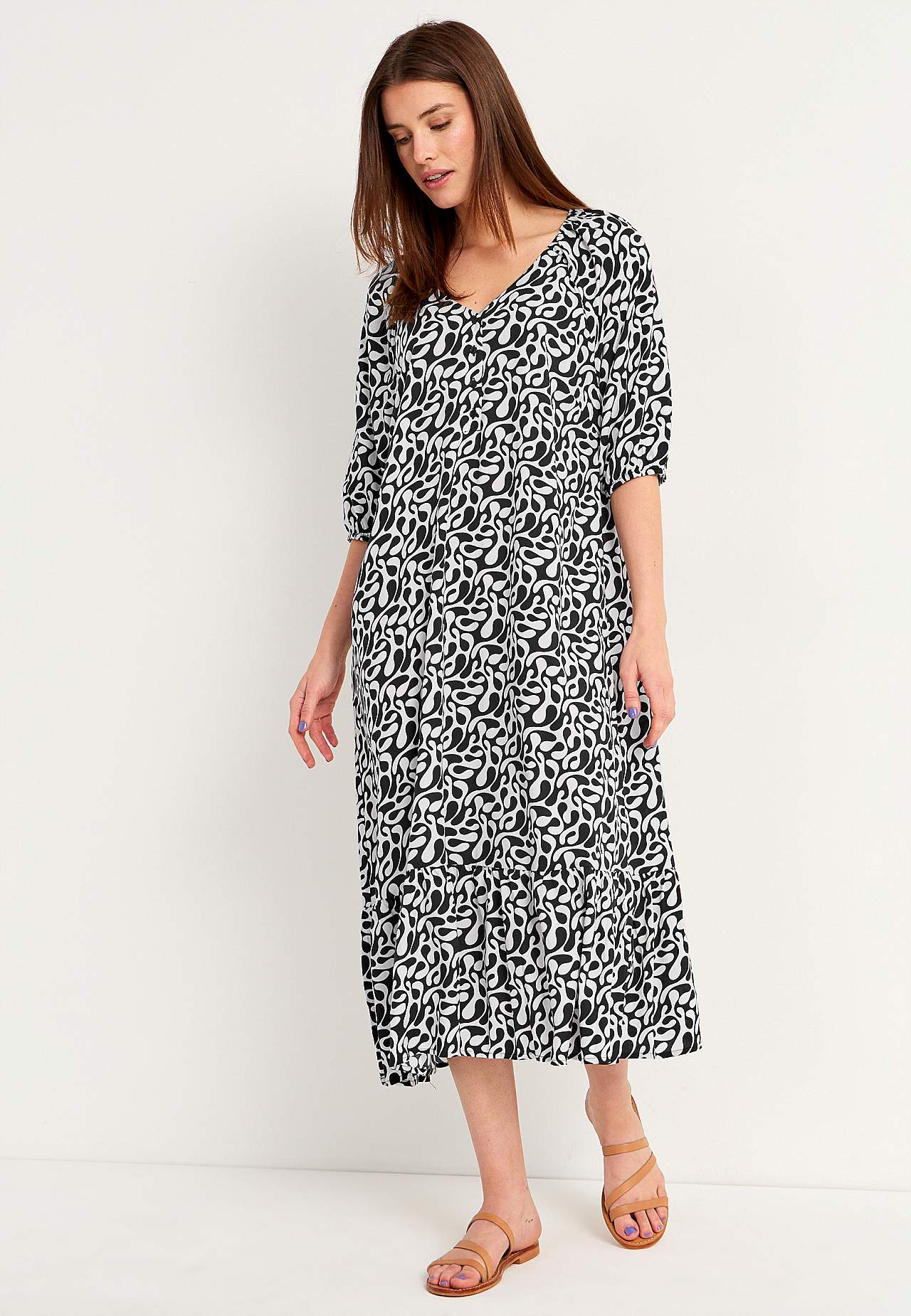 Patterned flounce dress