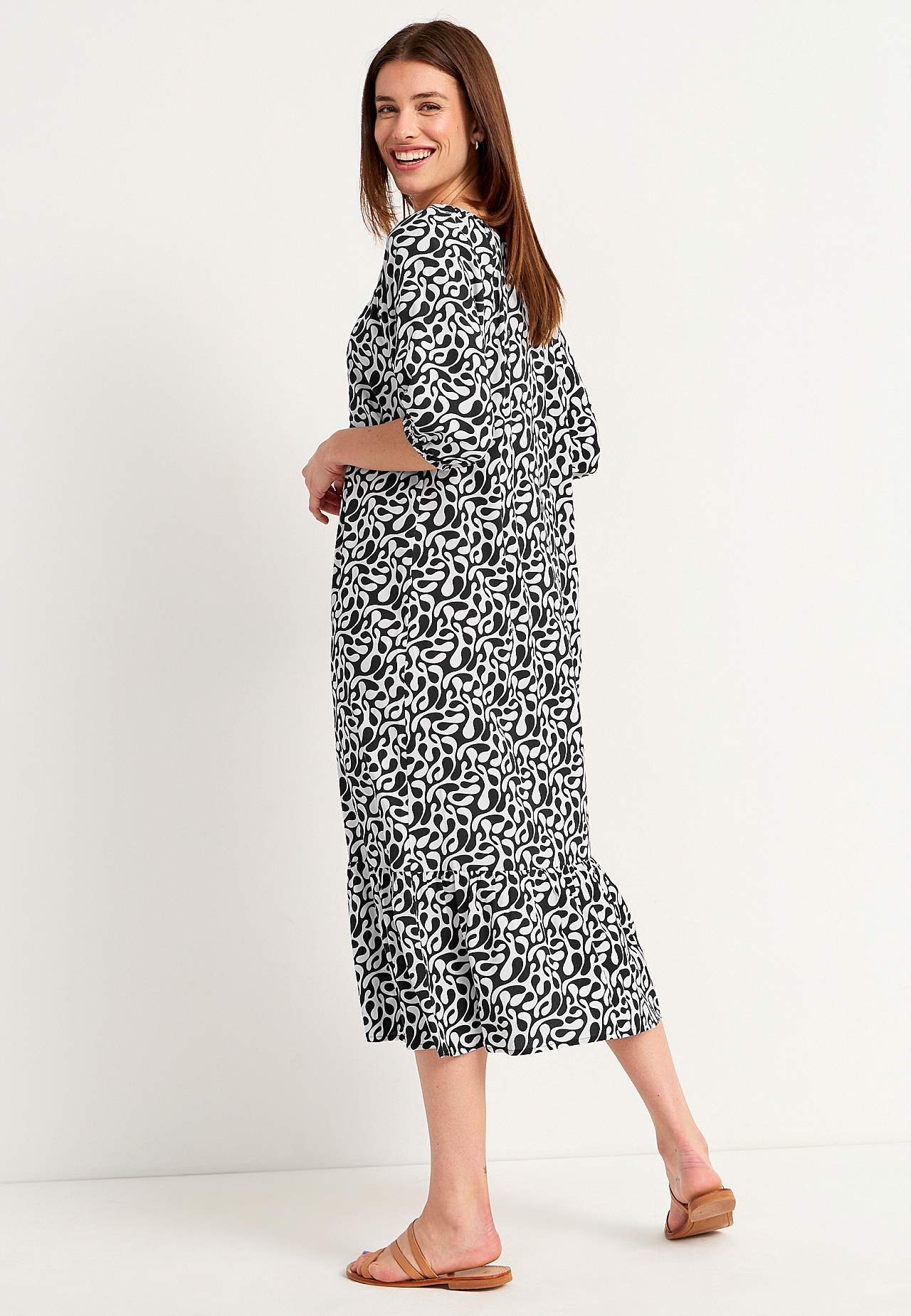Patterned flounce dress