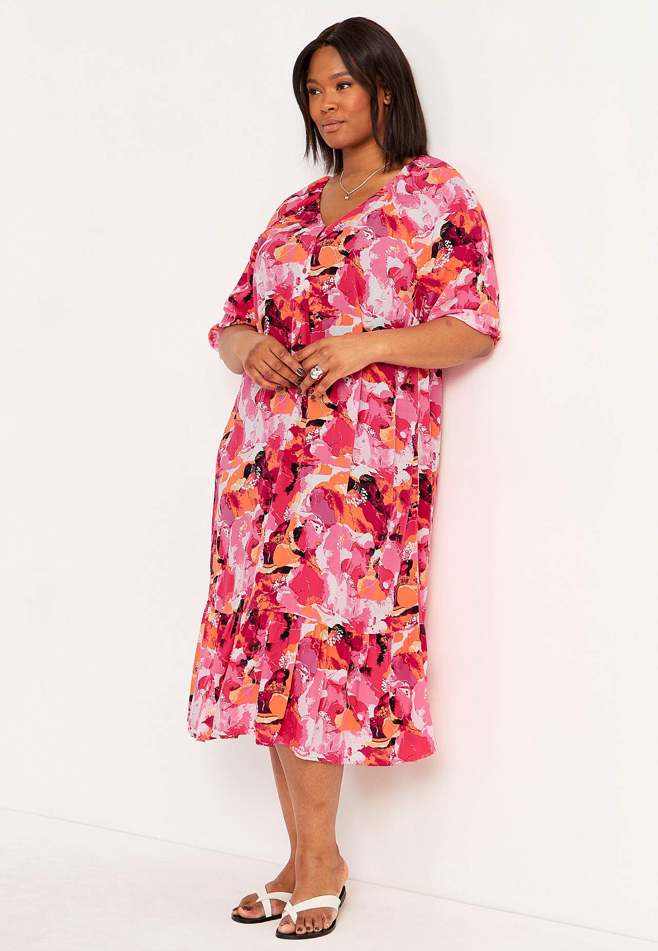Patterned flounce dress