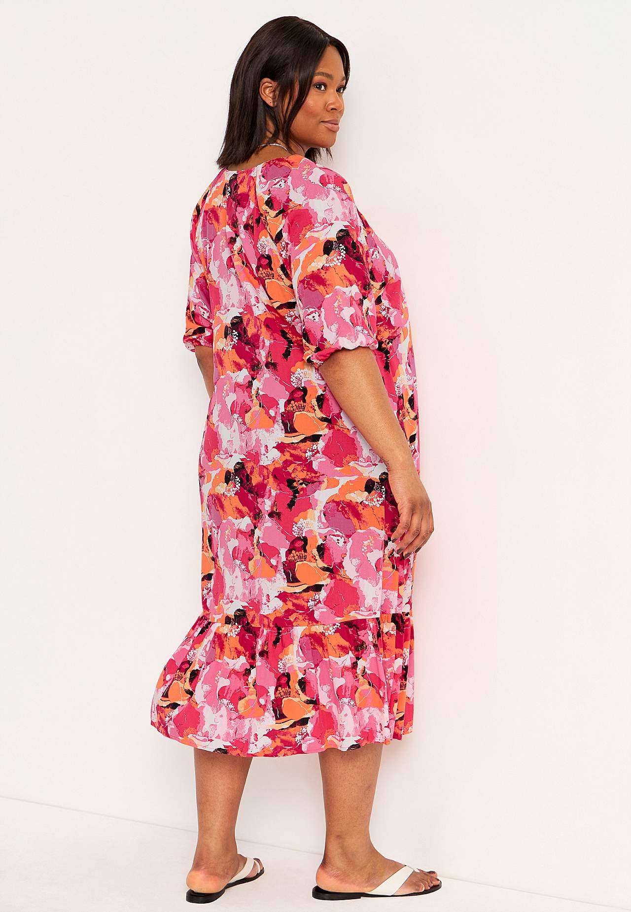Patterned flounce dress
