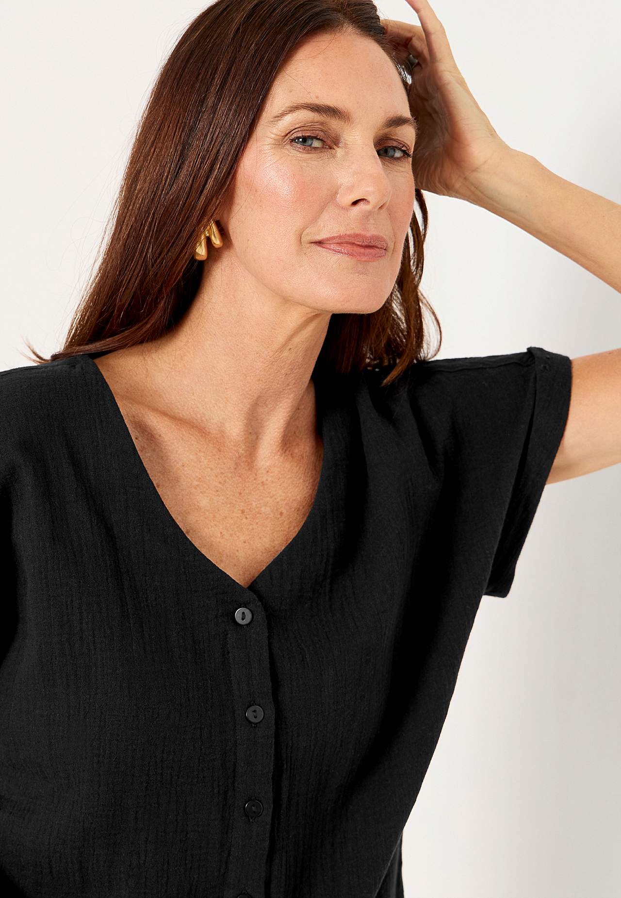 Short-sleeved cotton blouse