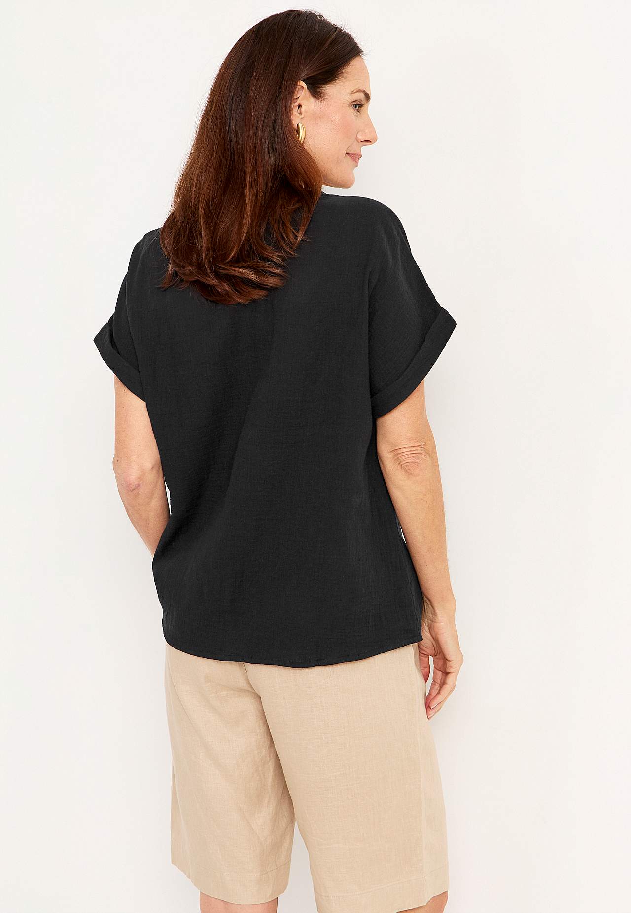 Short-sleeved cotton blouse