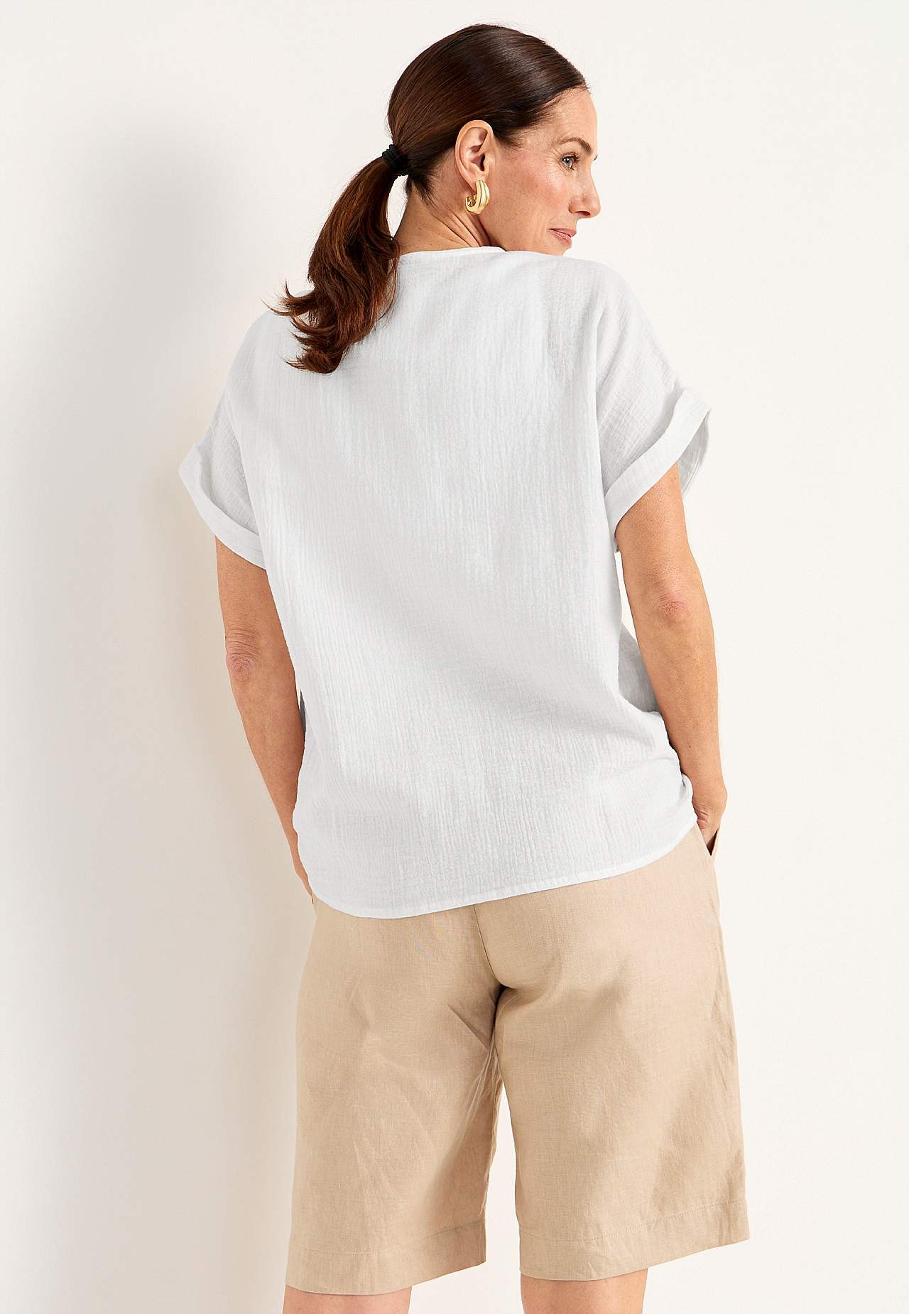 Short-sleeved cotton blouse