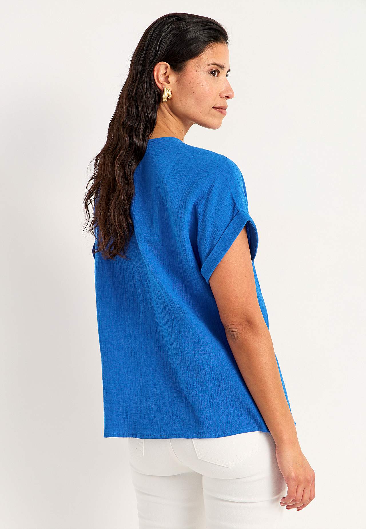 Short-sleeved cotton blouse