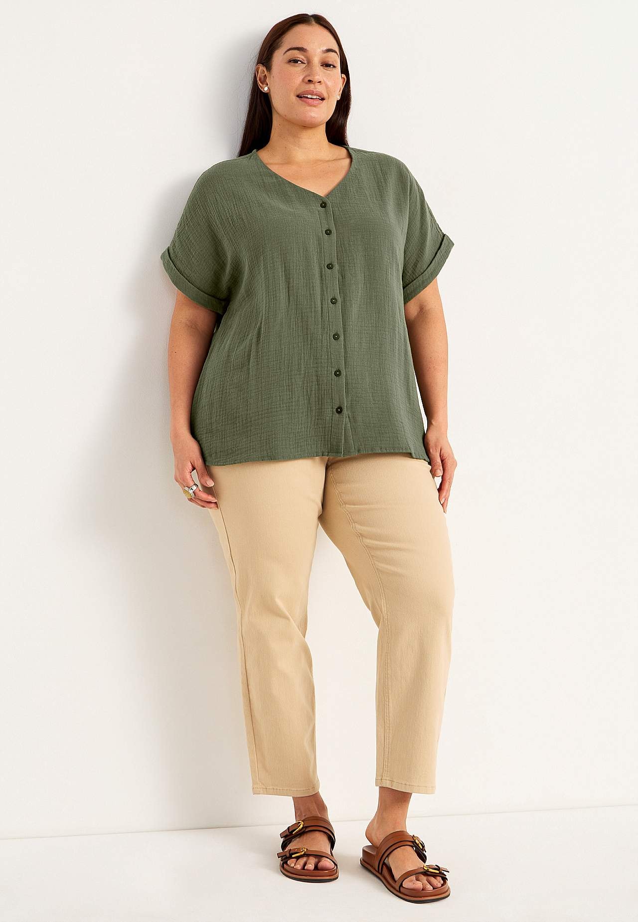 Short-sleeved cotton blouse