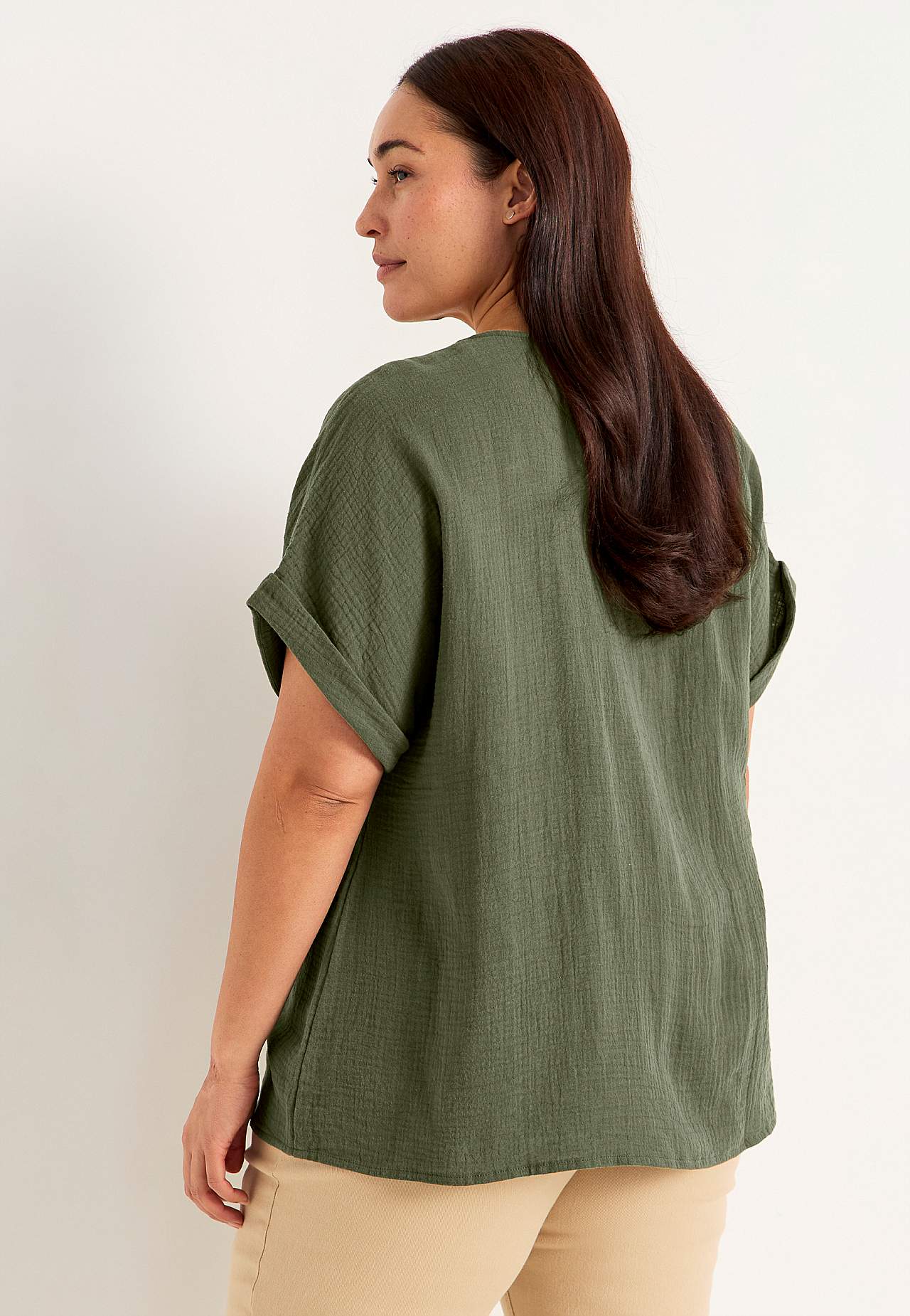 Short-sleeved cotton blouse