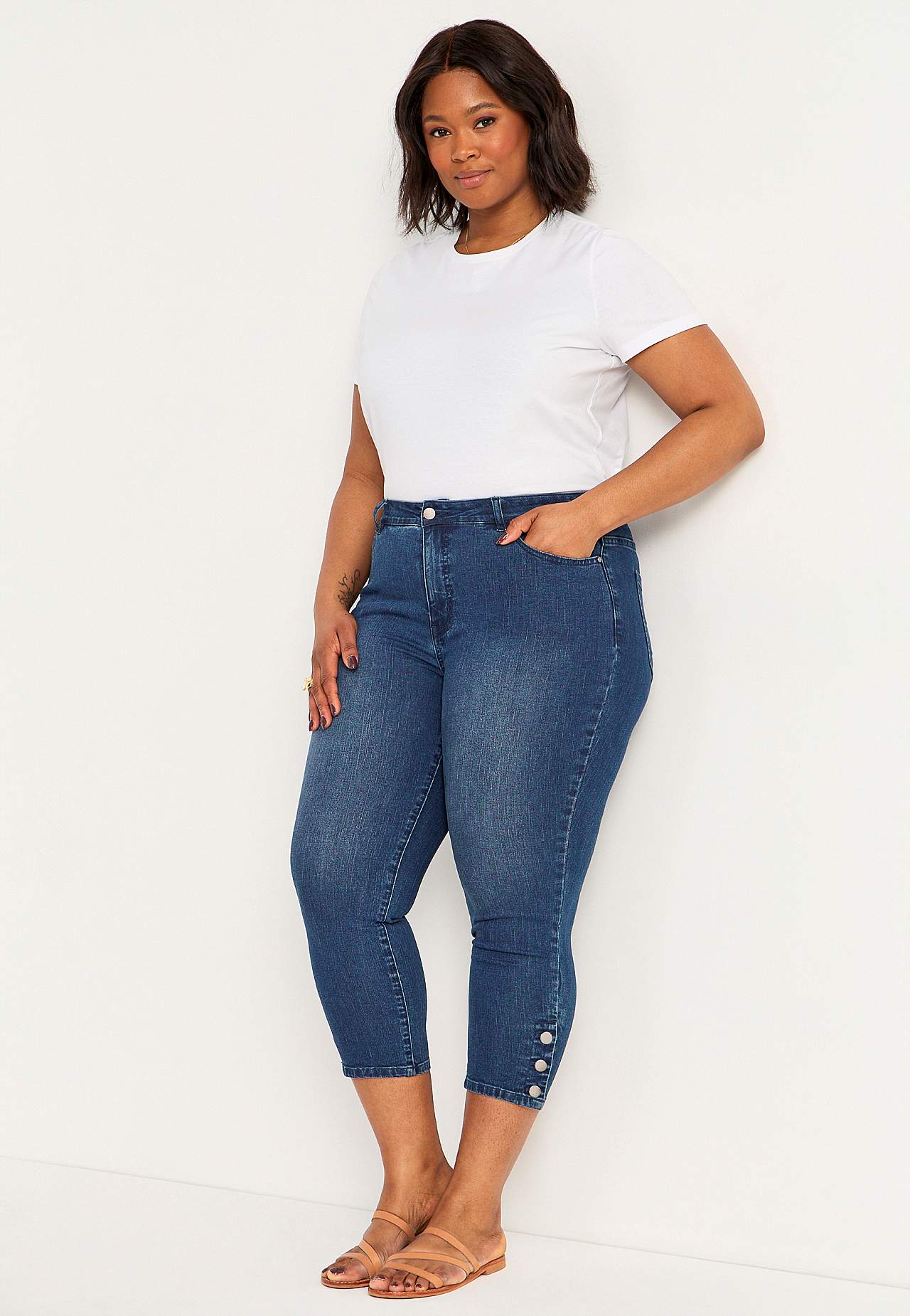 Crop jeans with five-pocket design