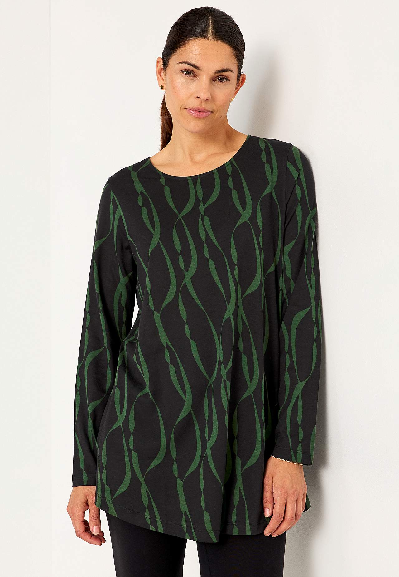 Patterned jersey tuniq with pockets
