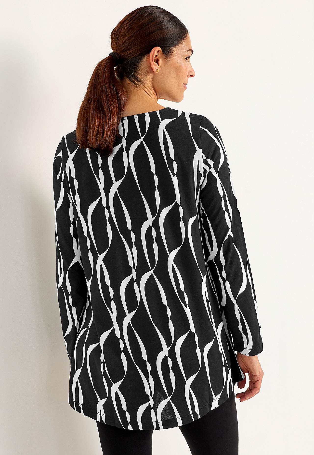 Patterned jersey tuniq with pockets