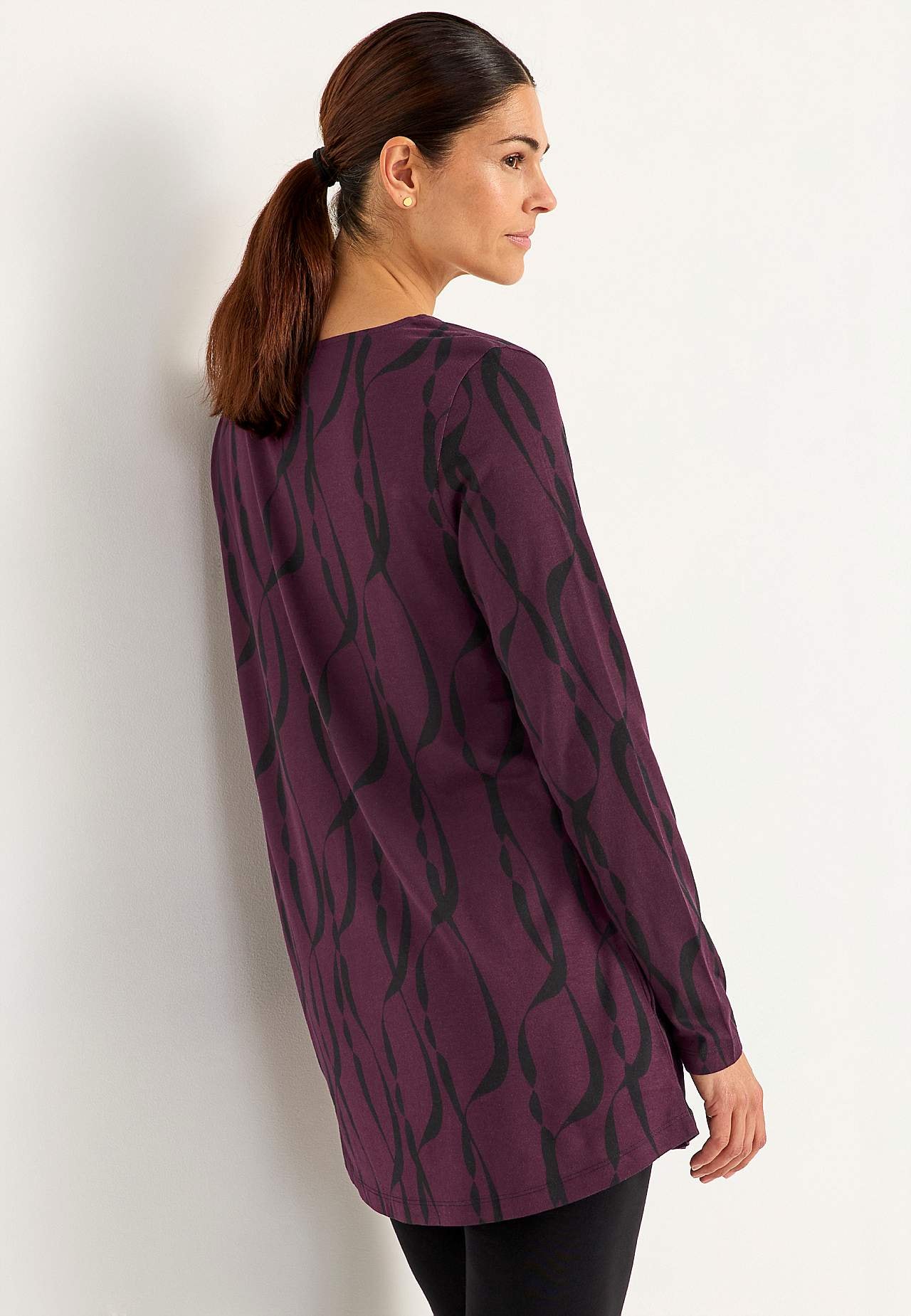 Patterned jersey tuniq with pockets