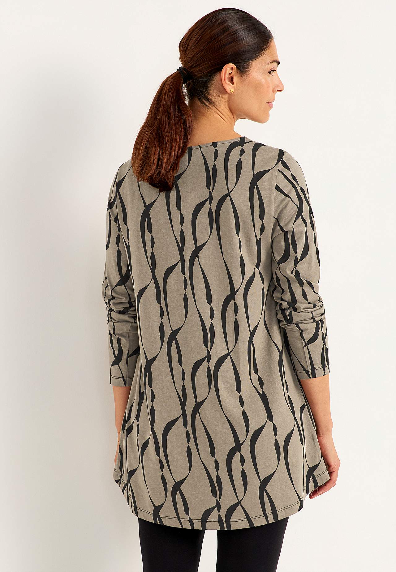 Patterned jersey tuniq with pockets
