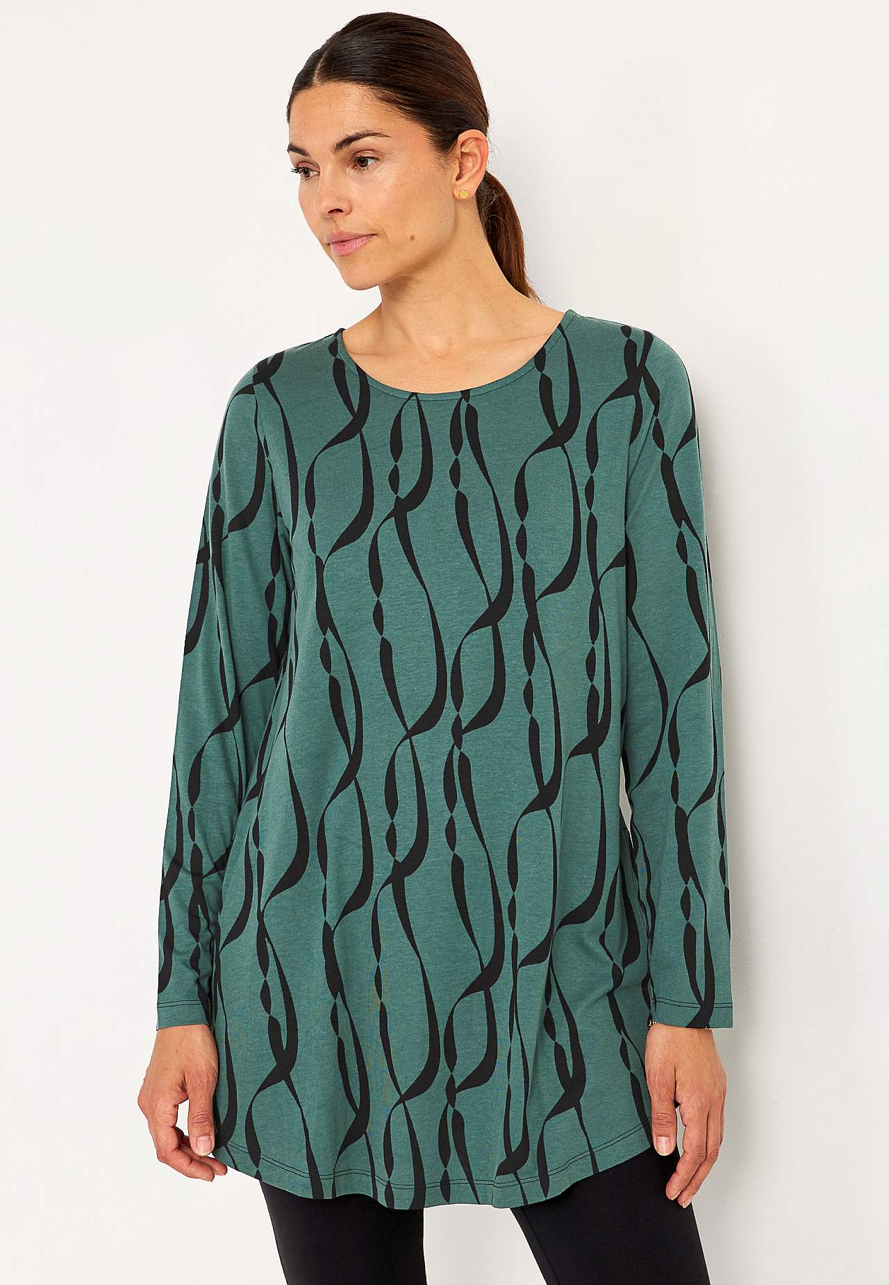 Patterned jersey tuniq with pockets