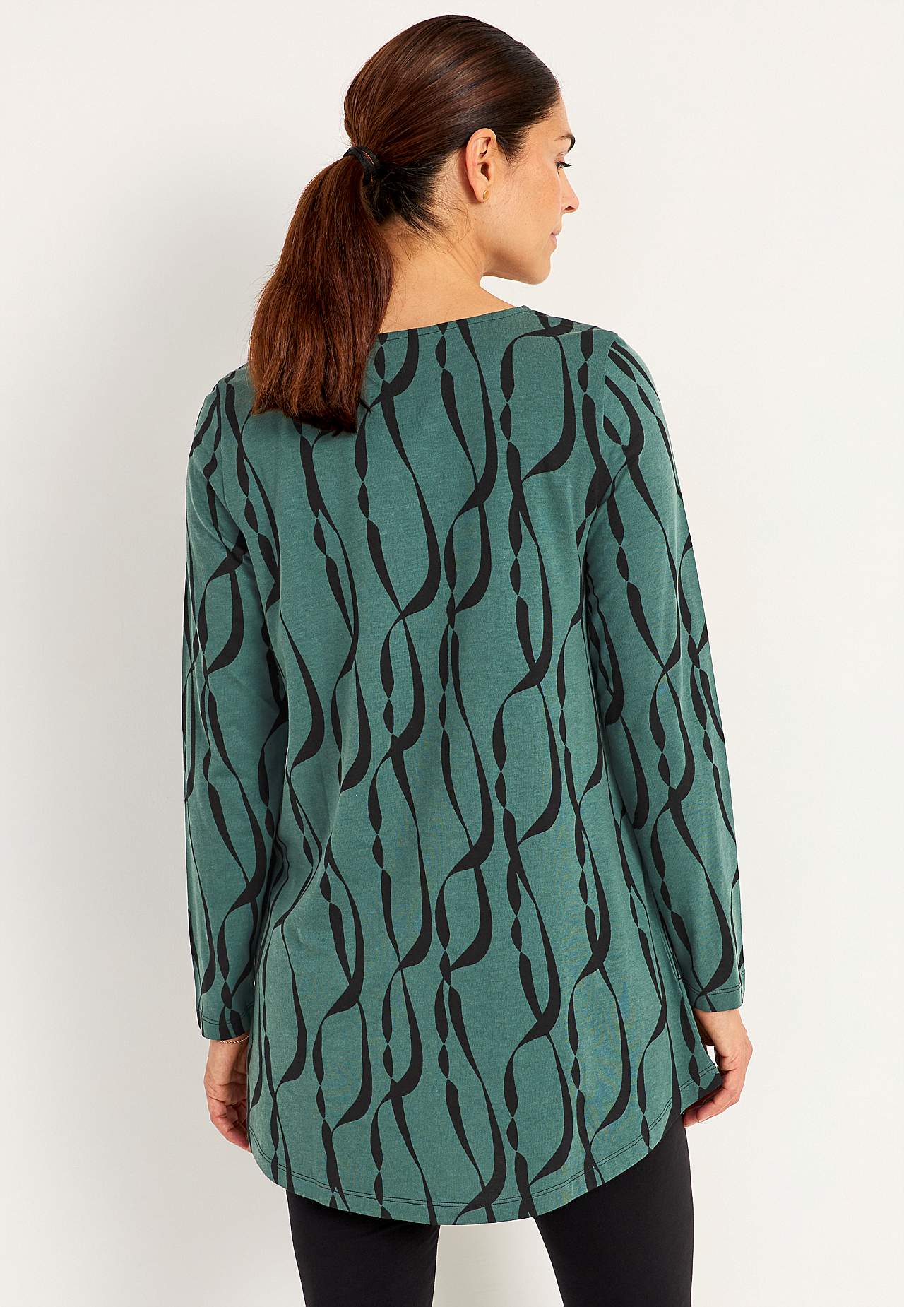 Patterned jersey tuniq with pockets