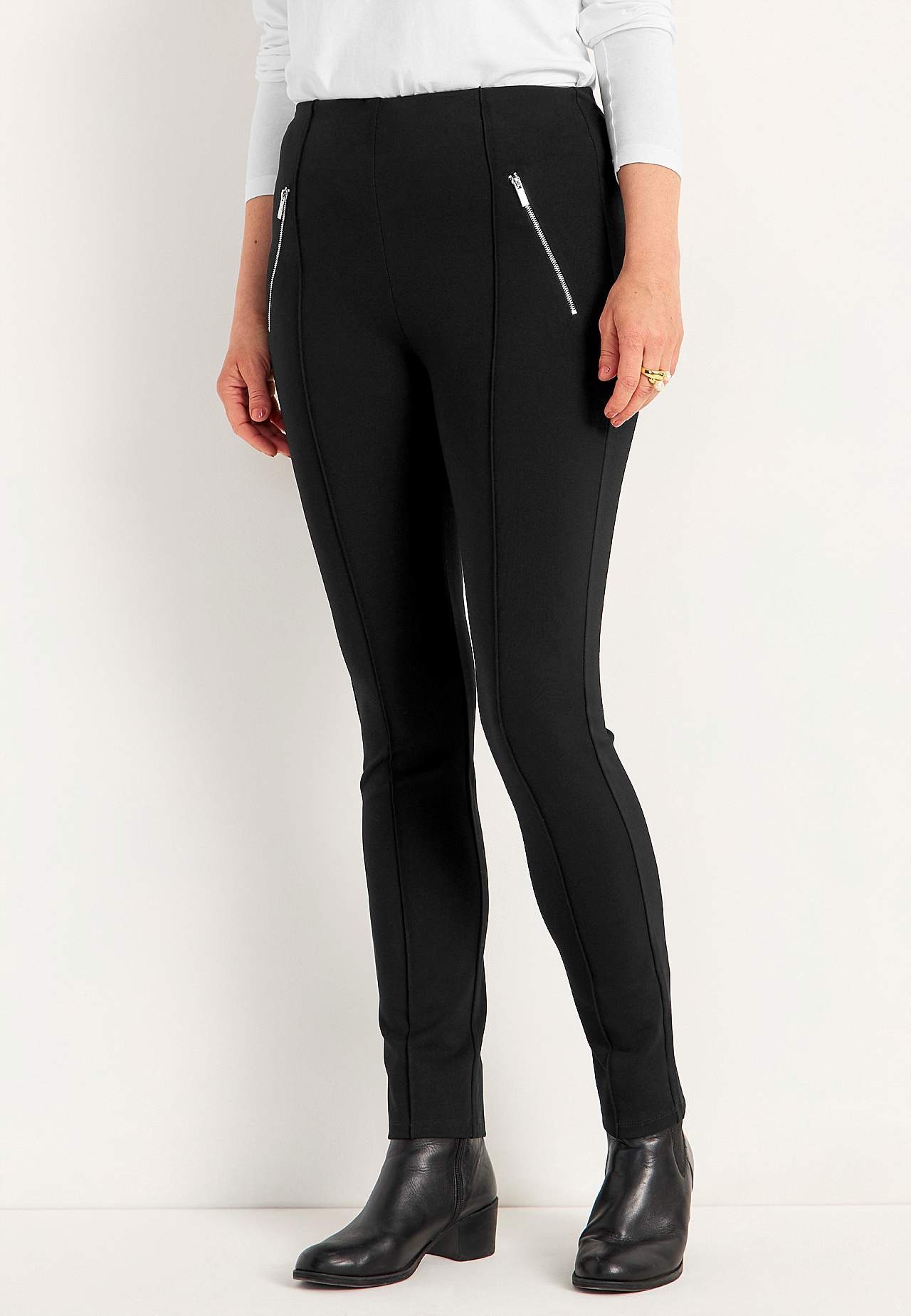 Jersey pants with stitched creases