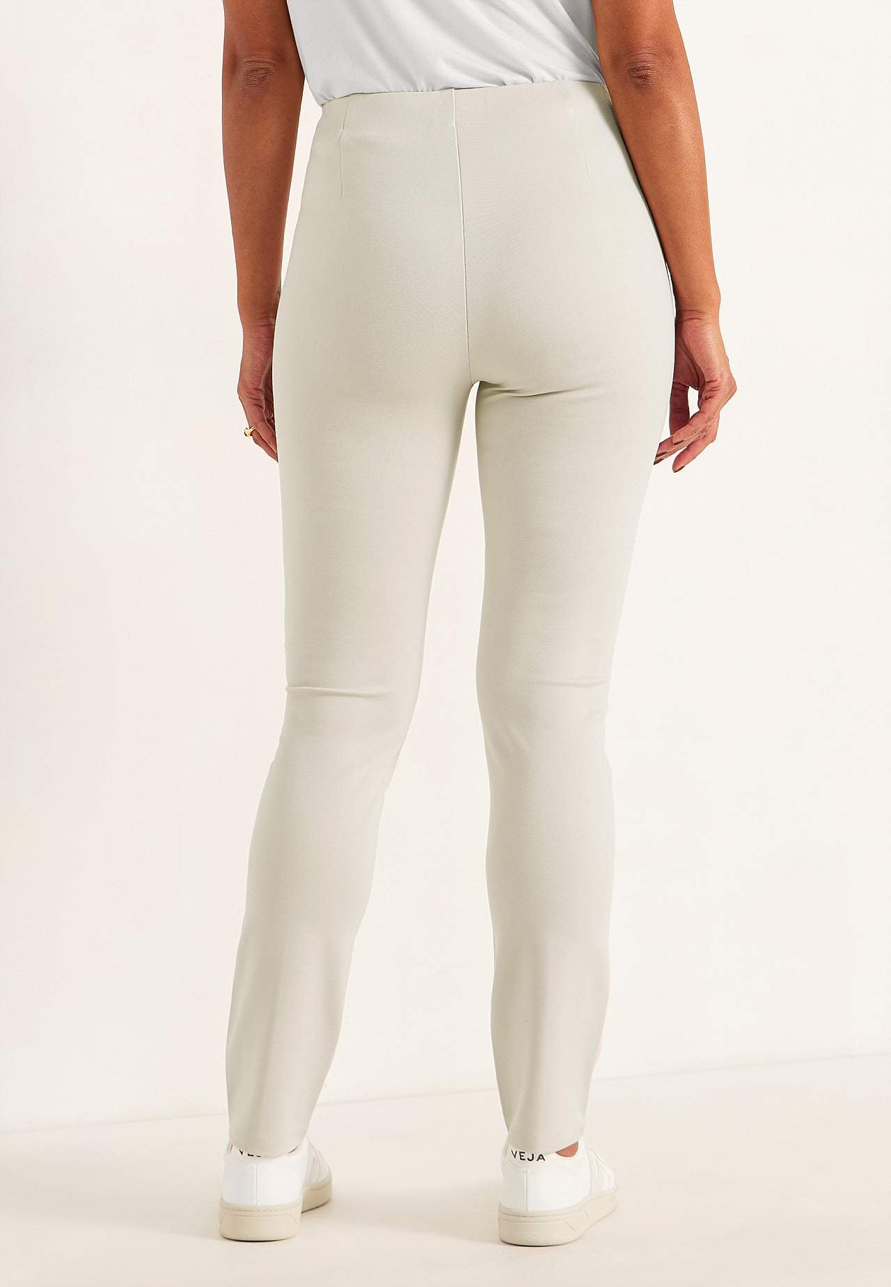 Jersey pants with stitched creases