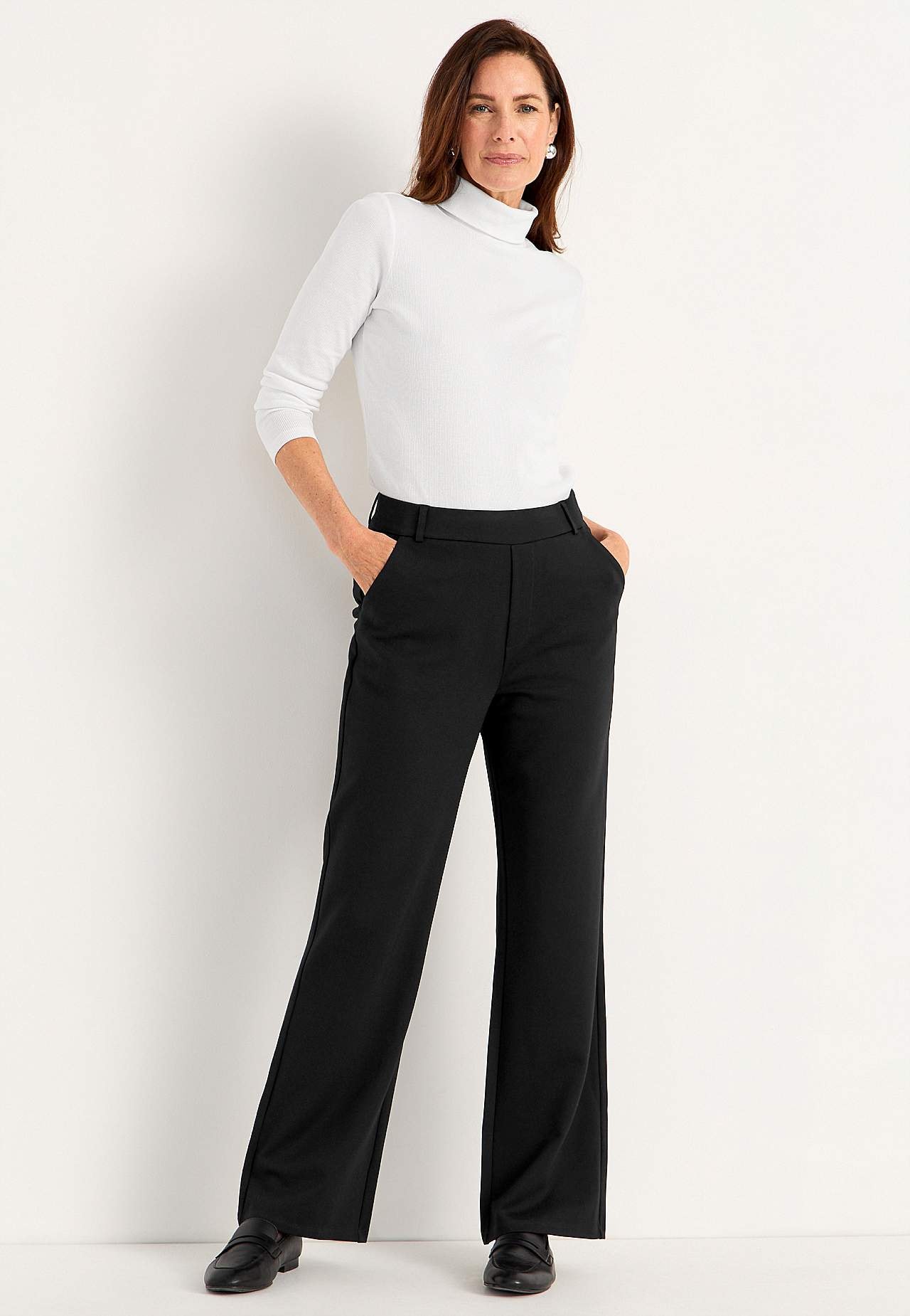 Wide jersey pants with pockets