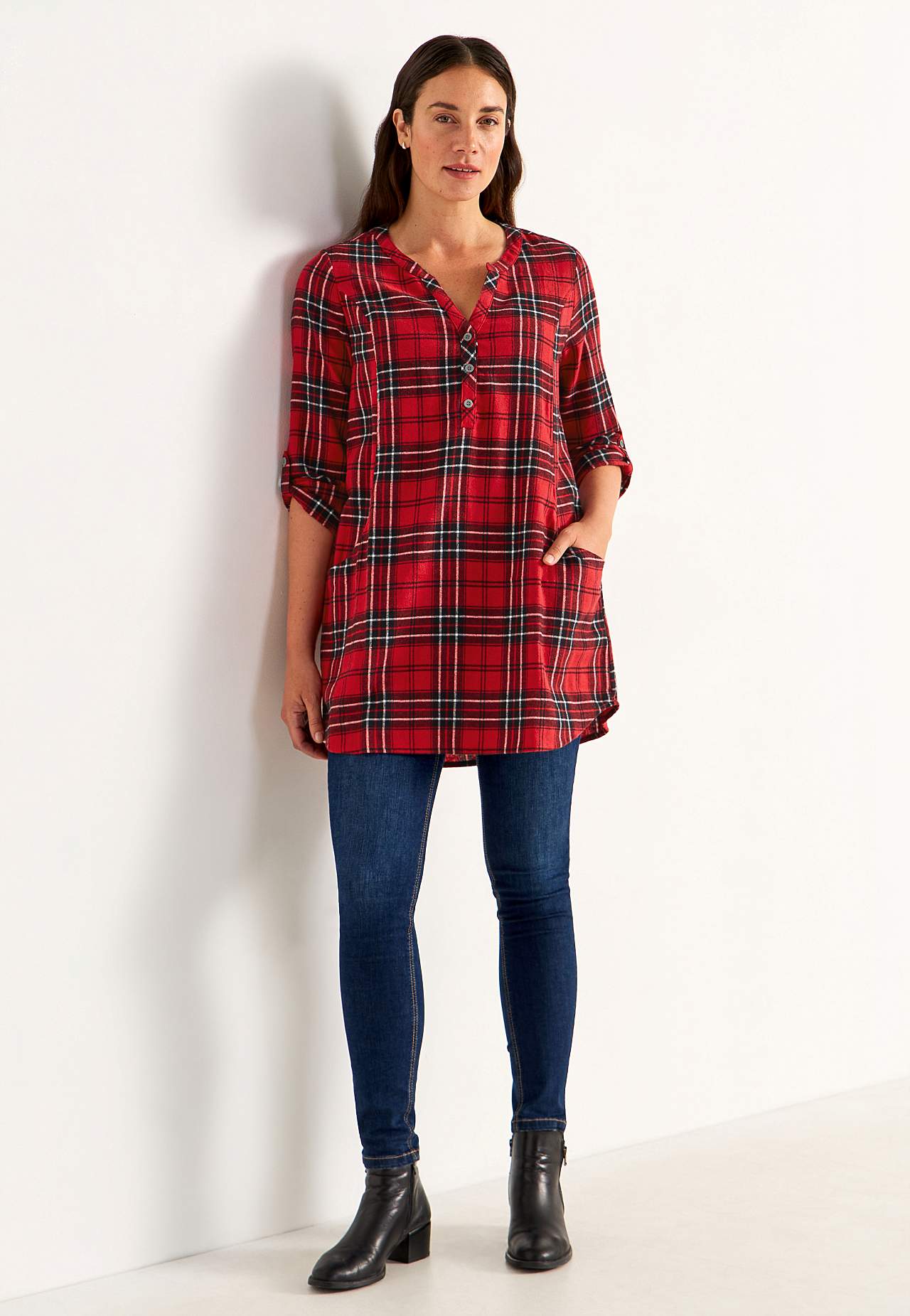 Tunic in flannel with pockets
