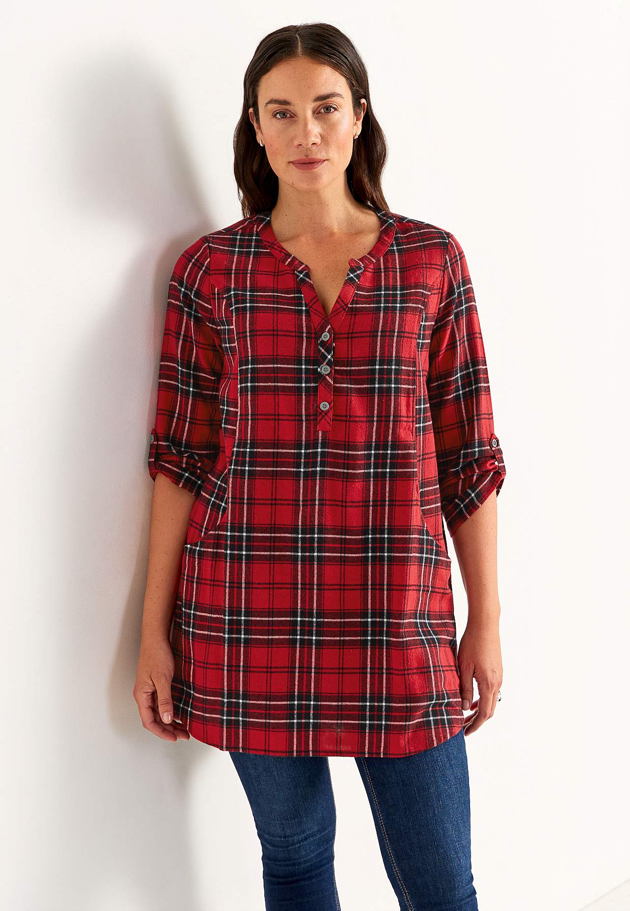 Tunic in flannel with pockets