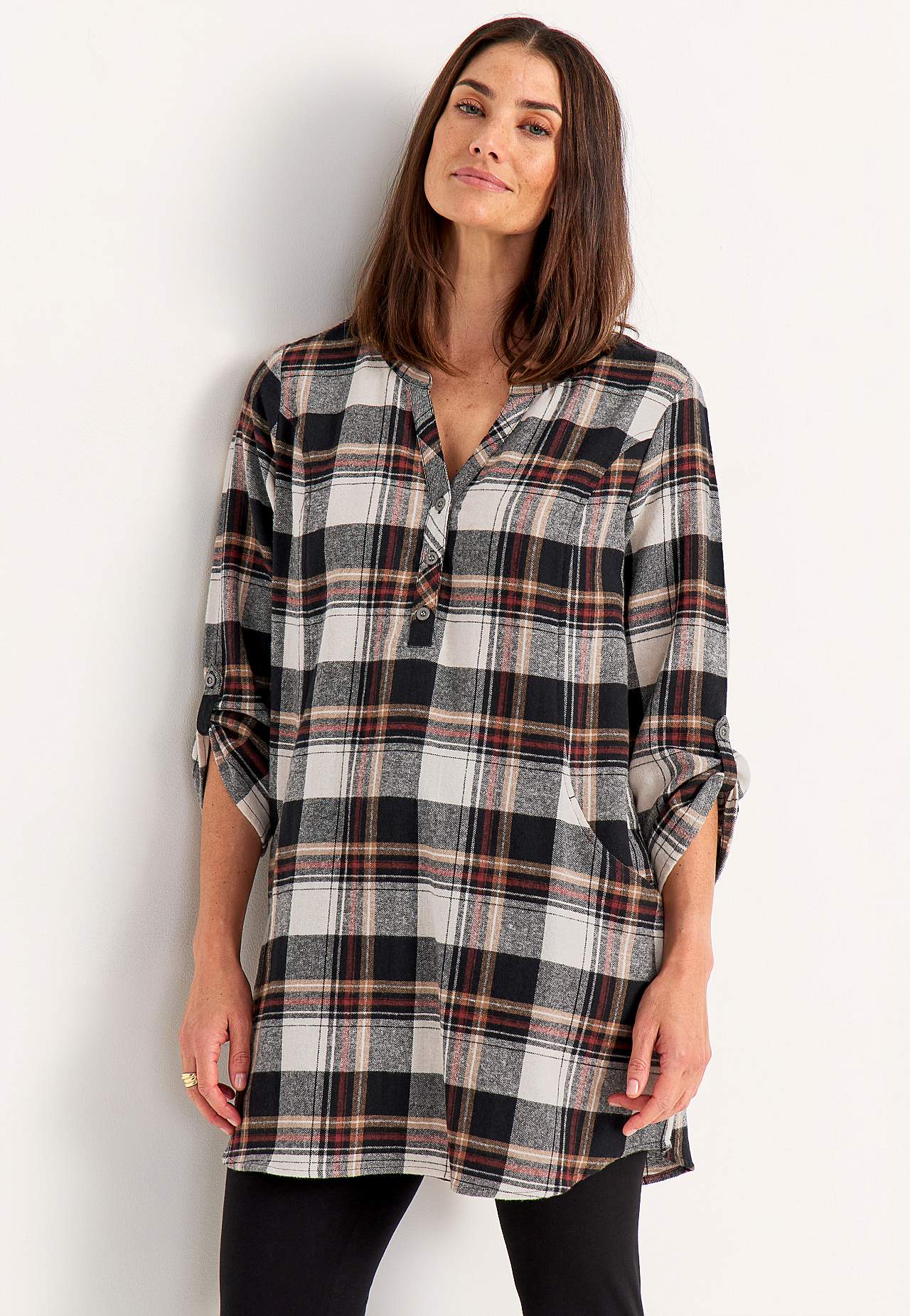 Tunic in flannel with pockets