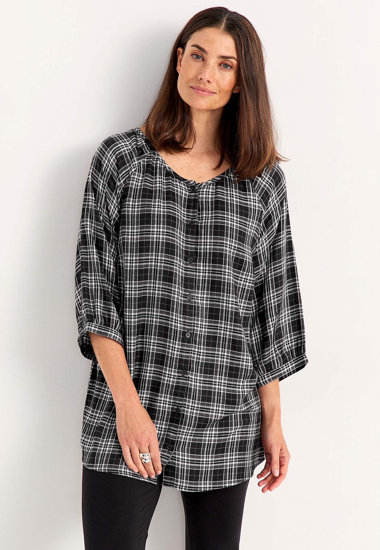 Checked, woven tunic