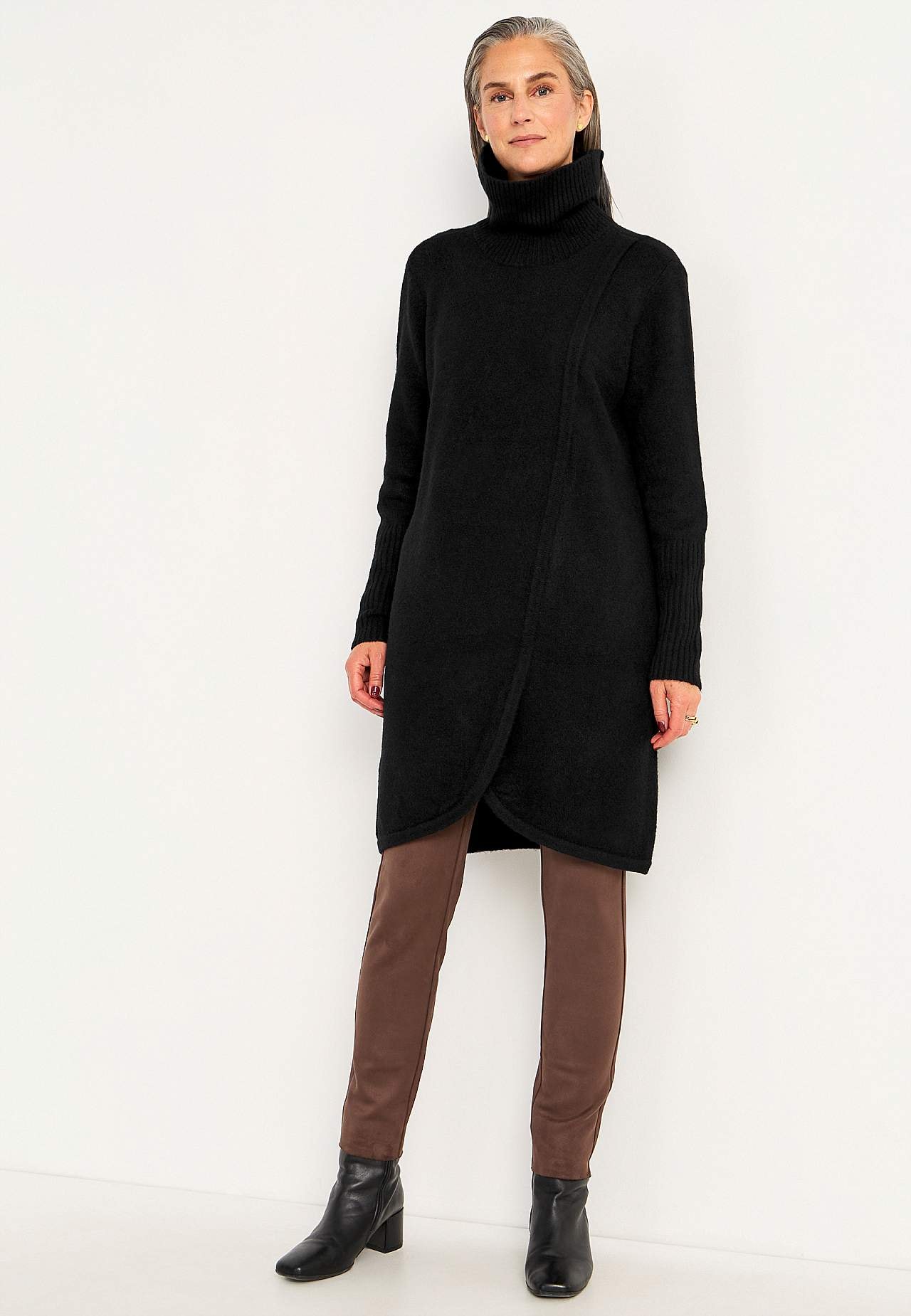 Knitted polo shirt with wrap detail at front
