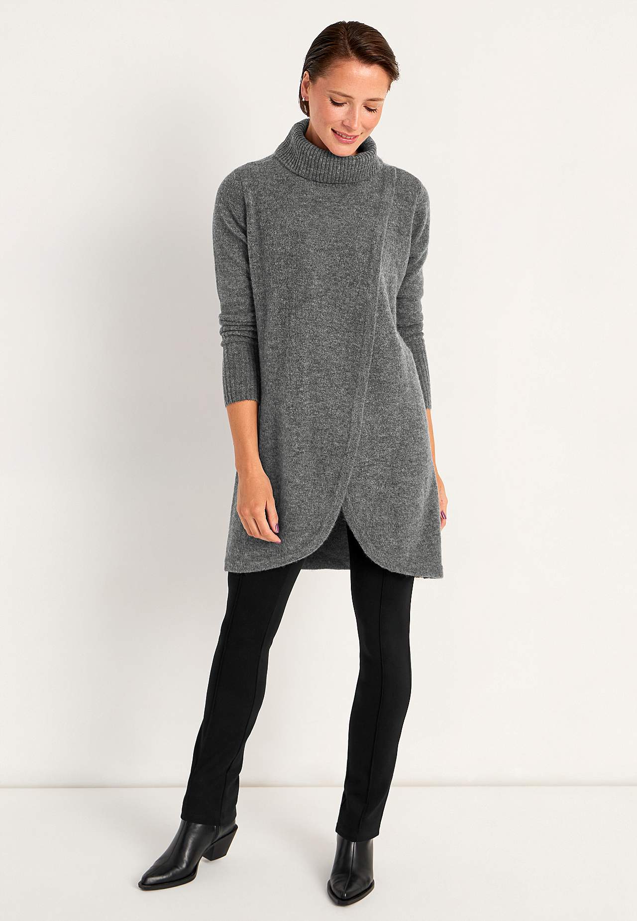 Knitted polo shirt with wrap detail at front