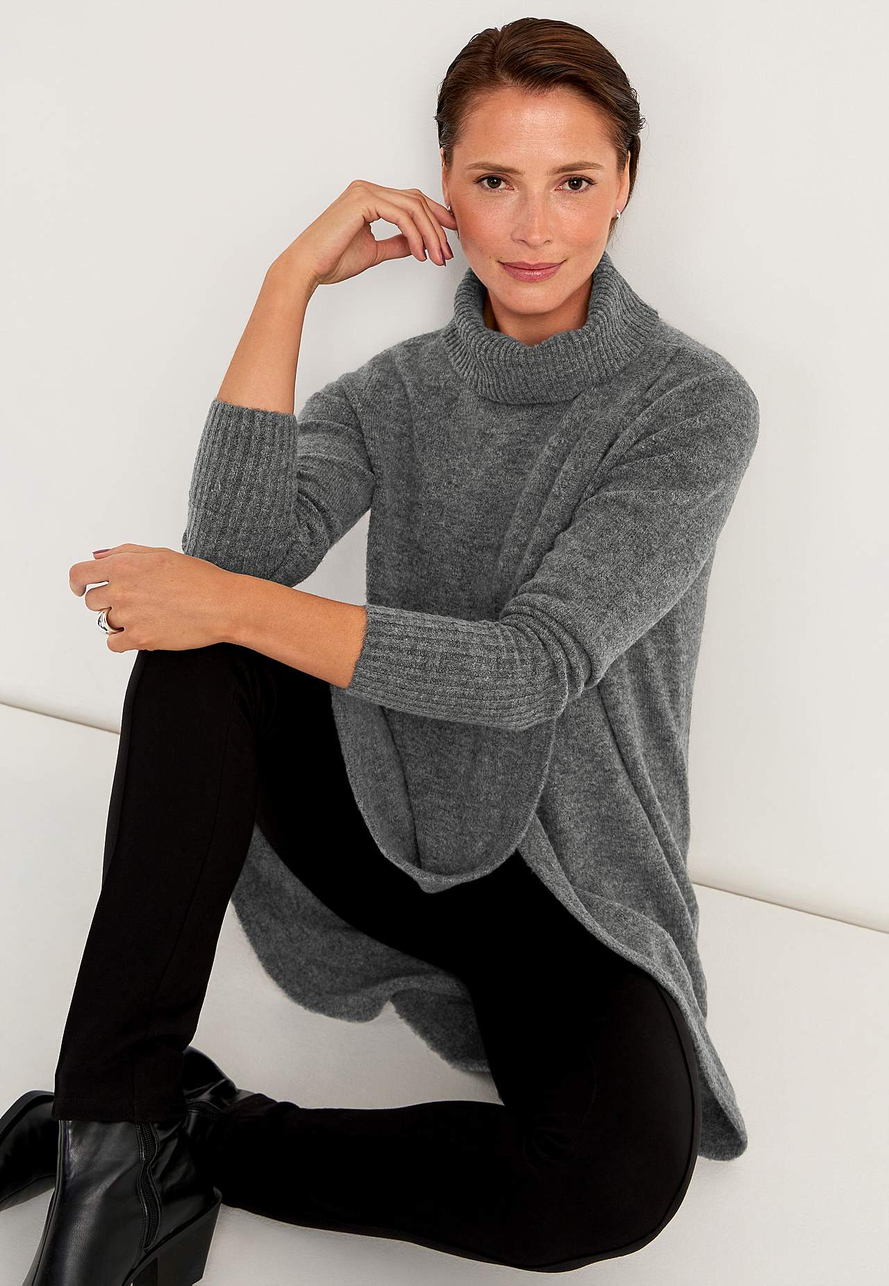 Knitted polo shirt with wrap detail at front